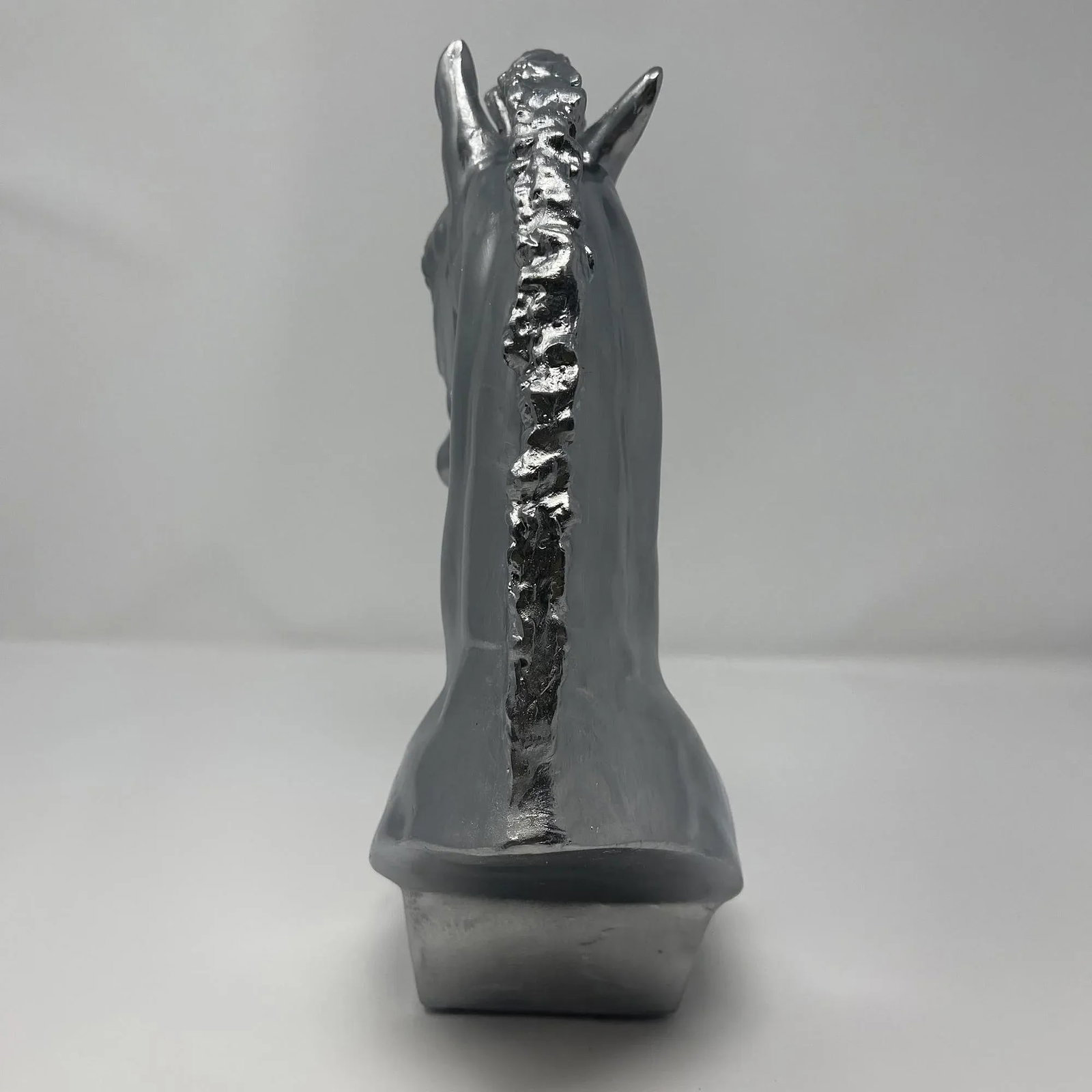 Chrome Mirror Hand-Painted Bust Sculpture of Horse - 4