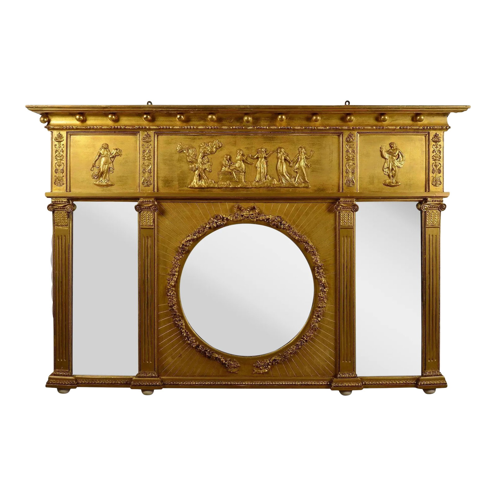 Late 19th Century Carved Gilt Wood Overmantel Mirror (1 of 10)