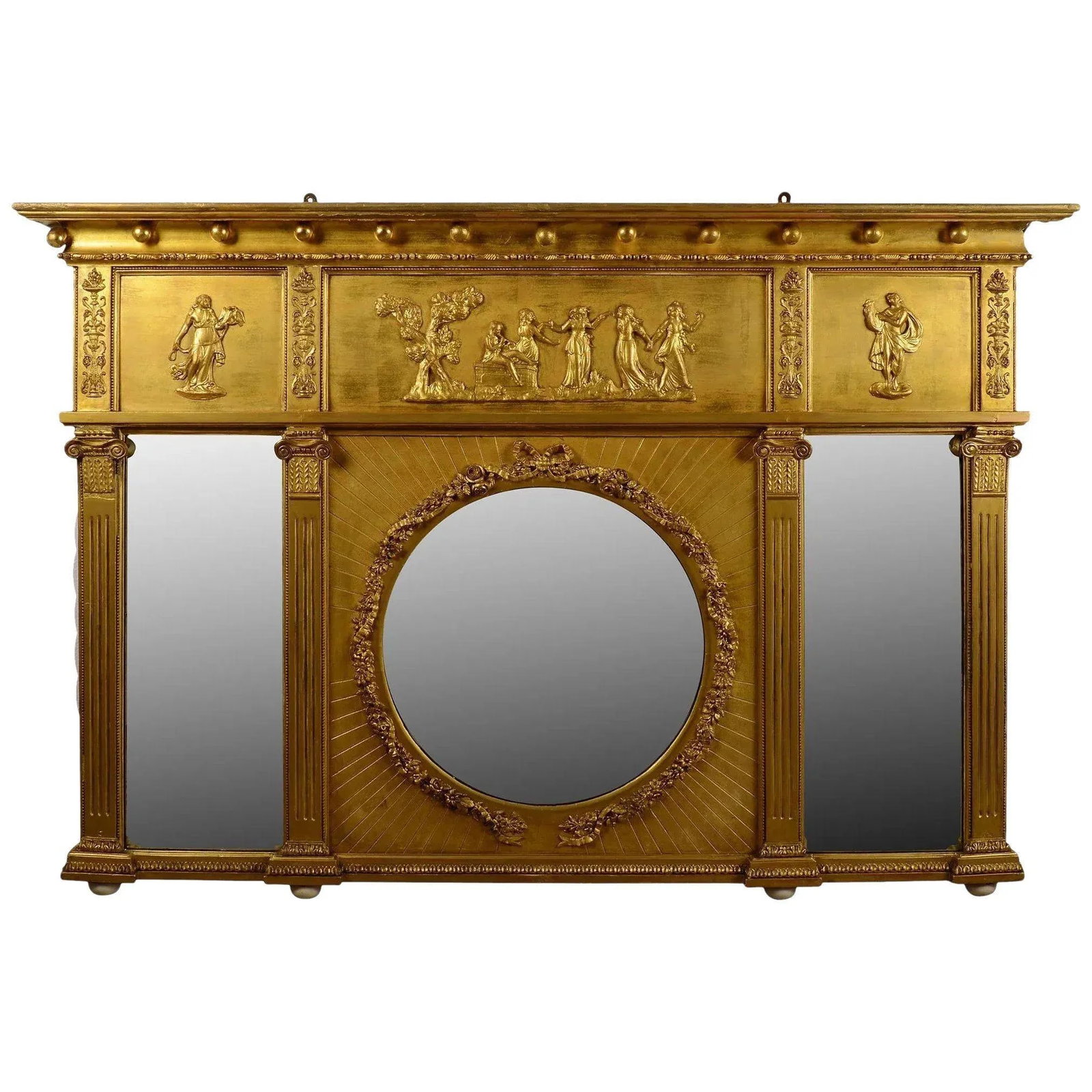 Late 19th Century Carved Gilt Wood Overmantel Mirror - 8