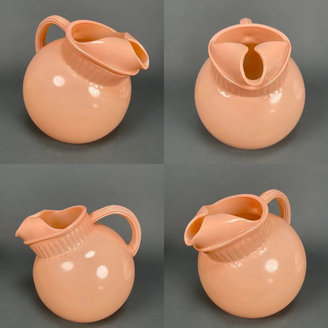 Vintage 1950s Mid-Century Anchor Hocking Ball Tilt Pastel Pitcher & Glasses Set- 7 Pieces - 3