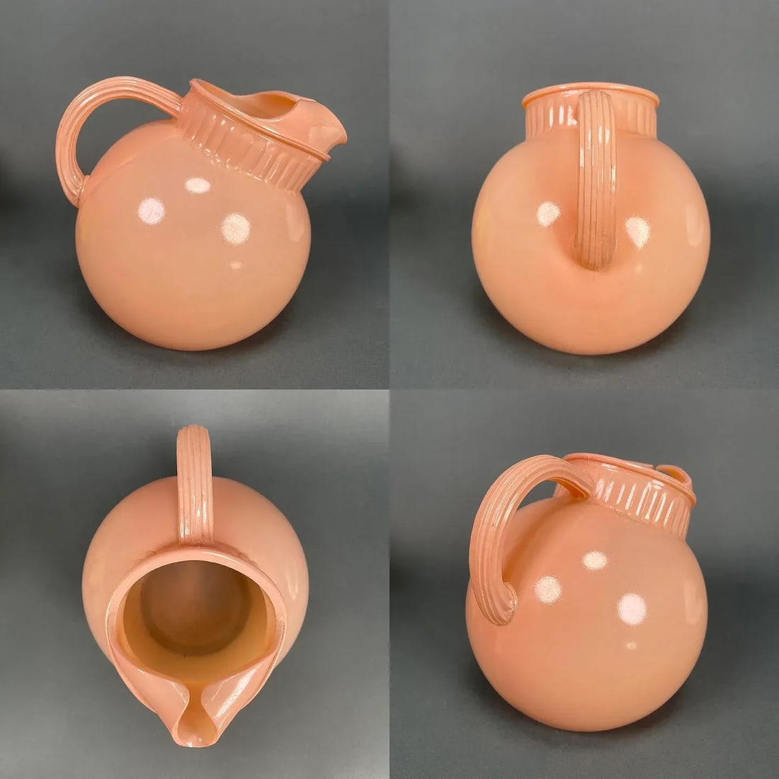 Vintage 1950s Mid-Century Anchor Hocking Ball Tilt Pastel Pitcher & Glasses Set- 7 Pieces - 4