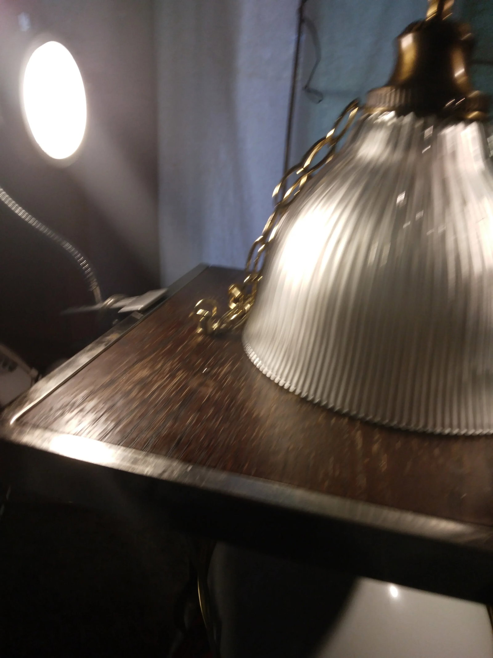 1970s Large Holophane and Brass Pendant Light - 3