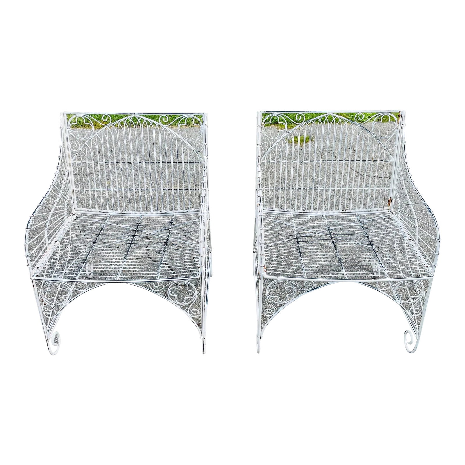 Vintage Wrought Iron Patio Furniture a Pair of Chairs - 2