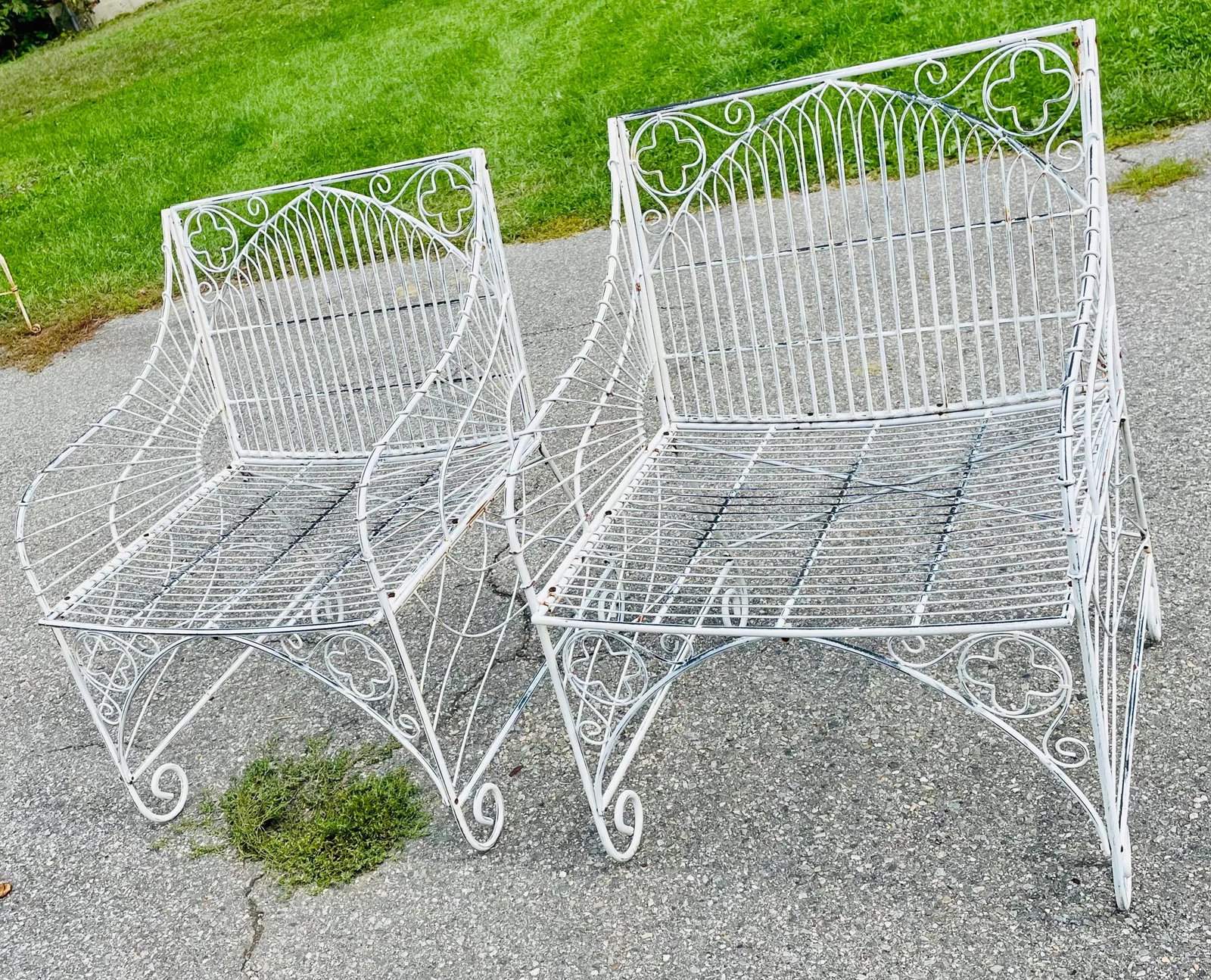 Vintage Wrought Iron Patio Furniture a Pair of Chairs - 3