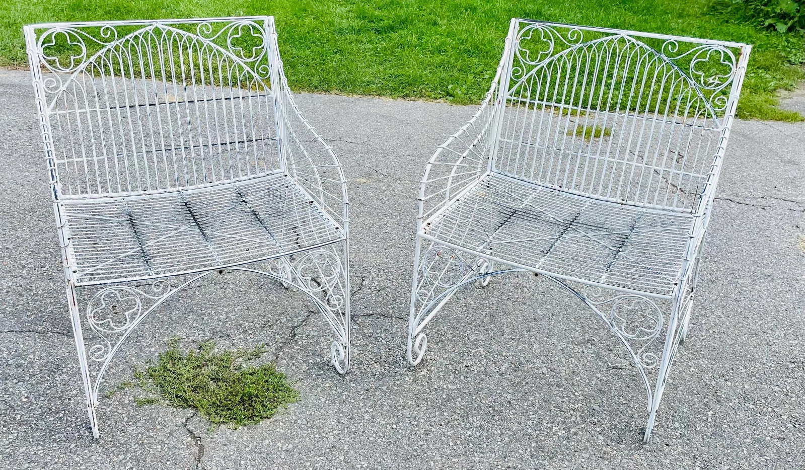 Vintage Wrought Iron Patio Furniture a Pair of Chairs - 8