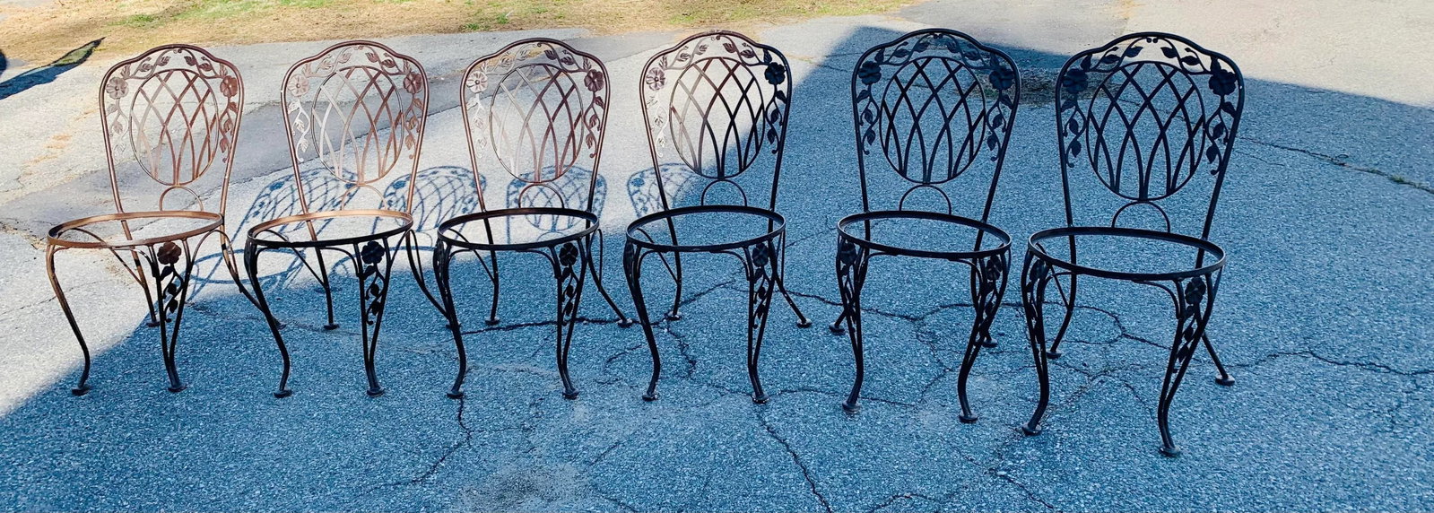 Vintage Wrought Iron Outdoor Dining Chairs - 2