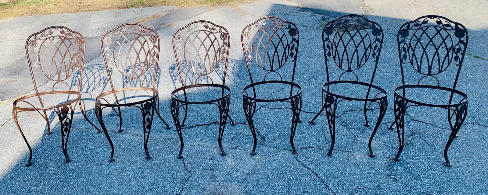 Vintage Wrought Iron Outdoor Dining Chairs - 4