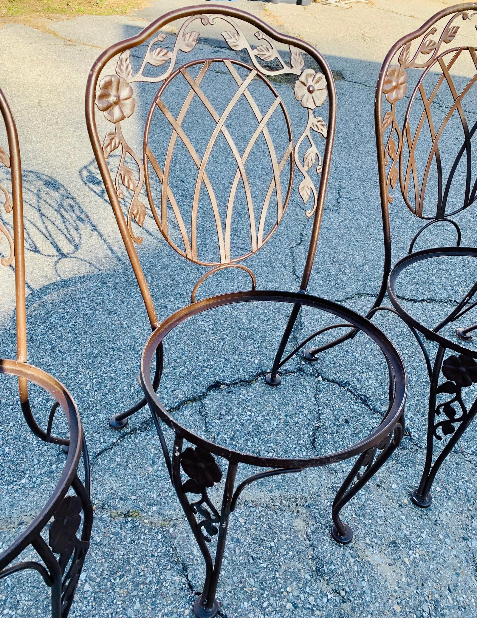 Vintage Wrought Iron Outdoor Dining Chairs - 5