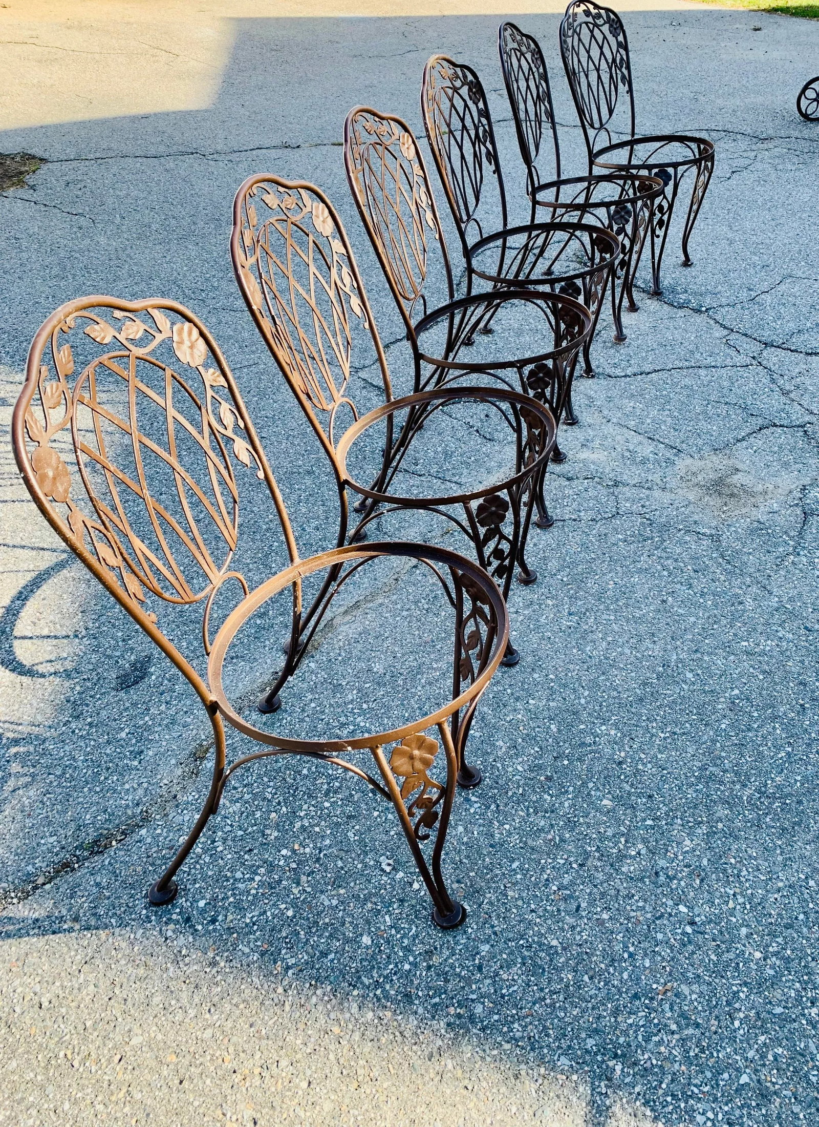 Vintage Wrought Iron Outdoor Dining Chairs - 6
