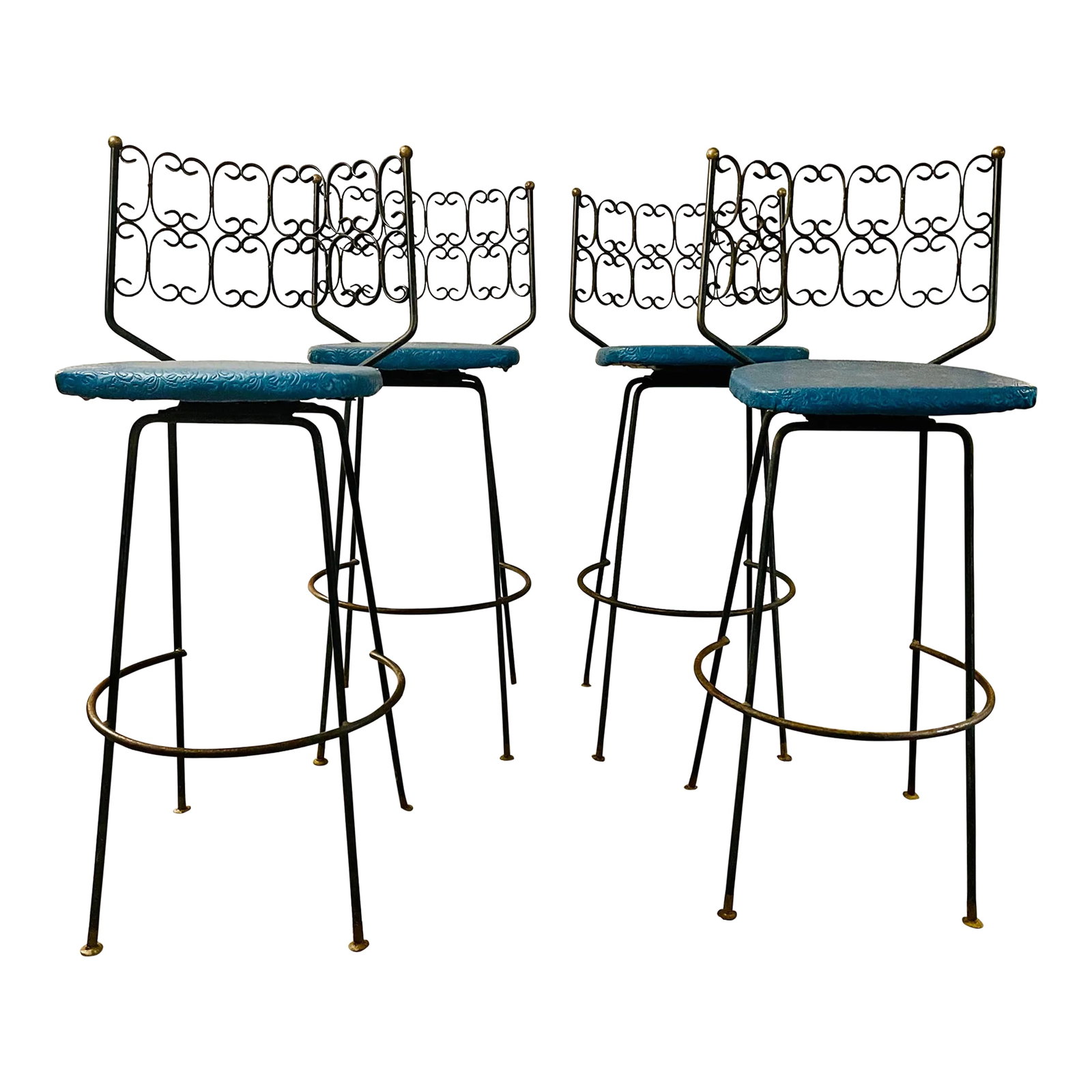 Vintage Wrought Iron Outdoor Patio Chairs: Arthur Umanoff Swivel Bar Stools-A set of 4 Available now and ready to ship for your enjoyment. Perfect for indoor or outdoor use This item does not contain a maker's mark See more like this! https://