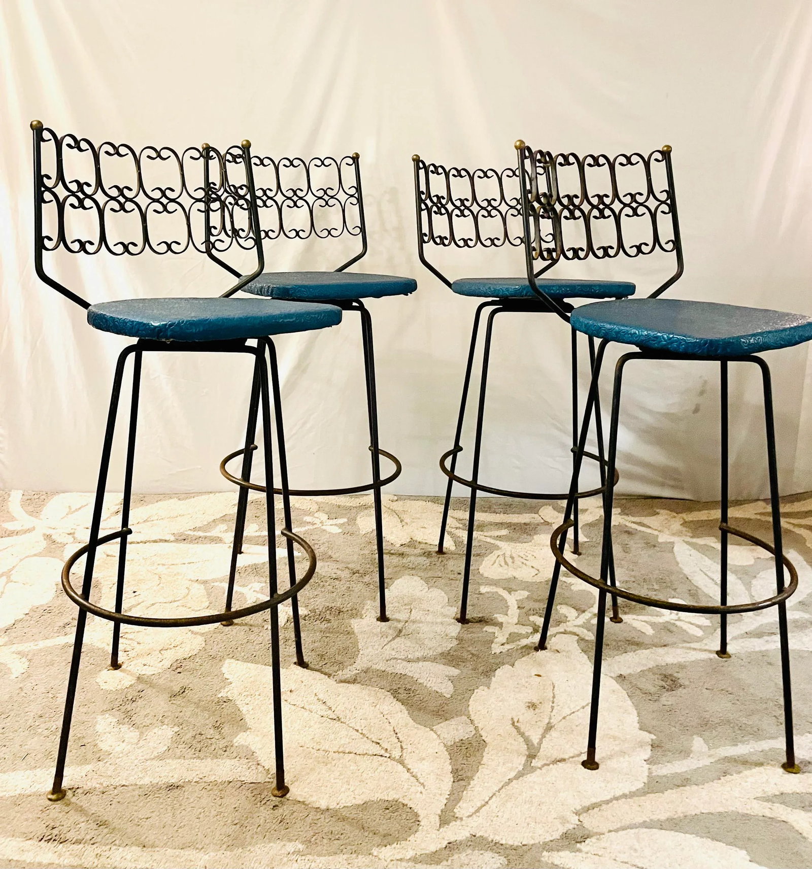 Vintage Wrought Iron Outdoor Patio Chairs - 4