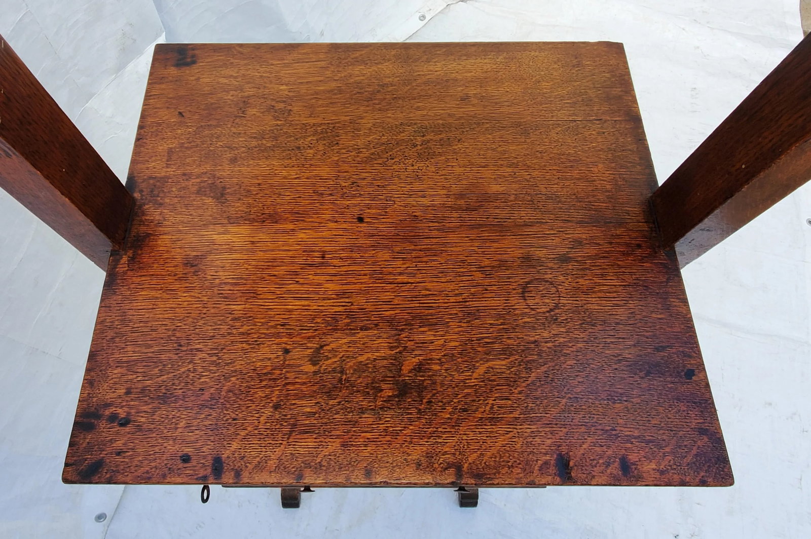 Antique Arts & Crafts Tiger Oak Shaving Stand With Adjustable Mirror Circa 1910s - 10