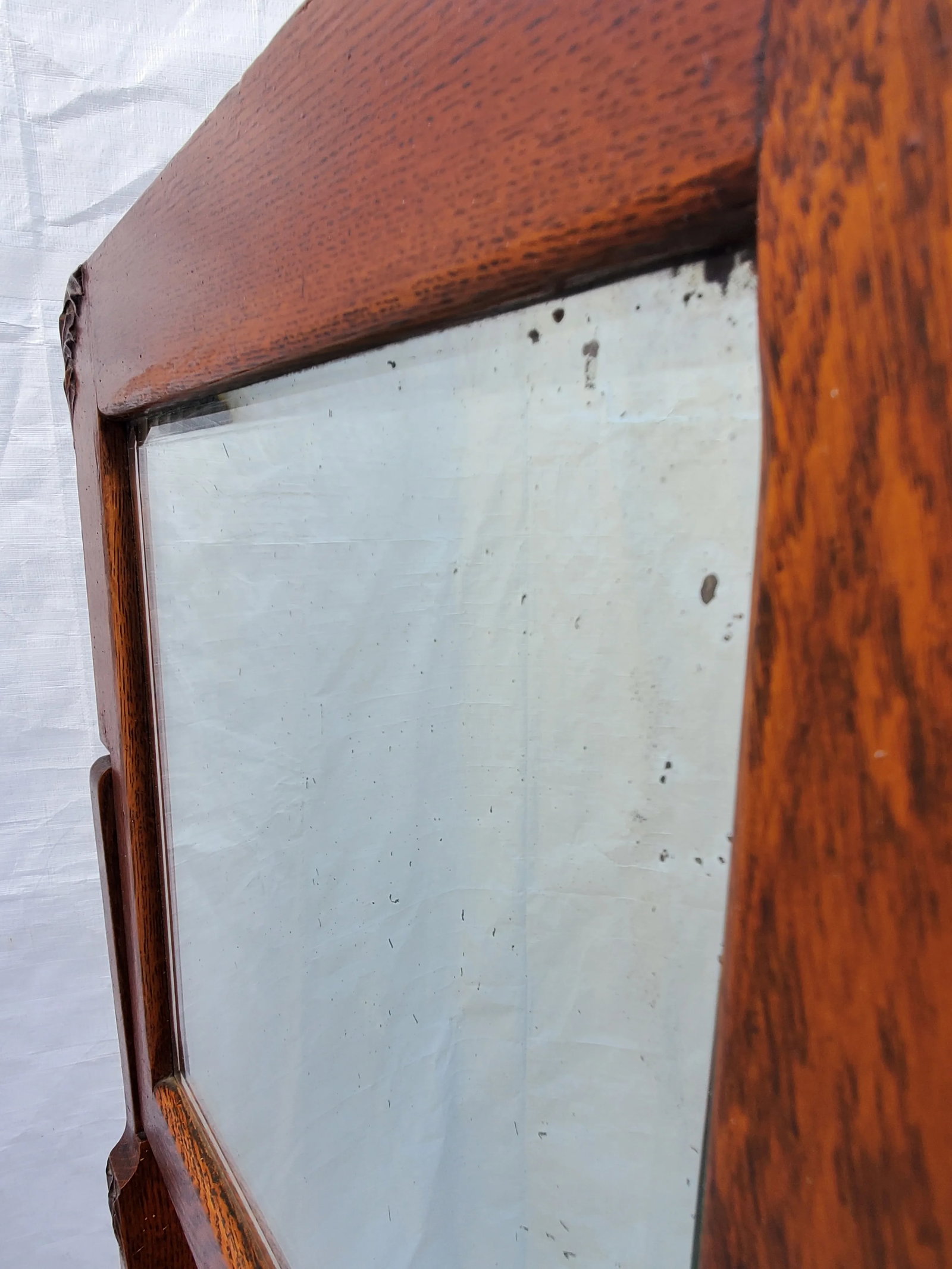 Antique Arts & Crafts Tiger Oak Shaving Stand With Adjustable Mirror Circa 1910s - 11