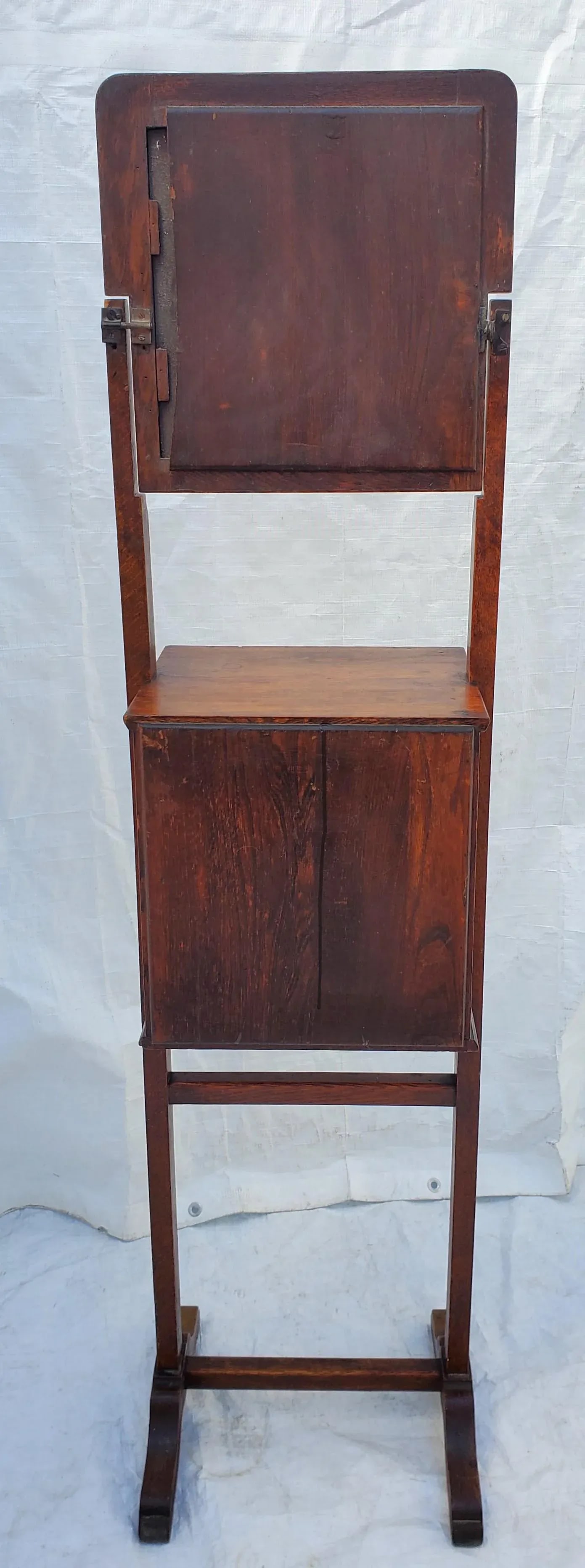 Antique Arts & Crafts Tiger Oak Shaving Stand With Adjustable Mirror Circa 1910s - 9