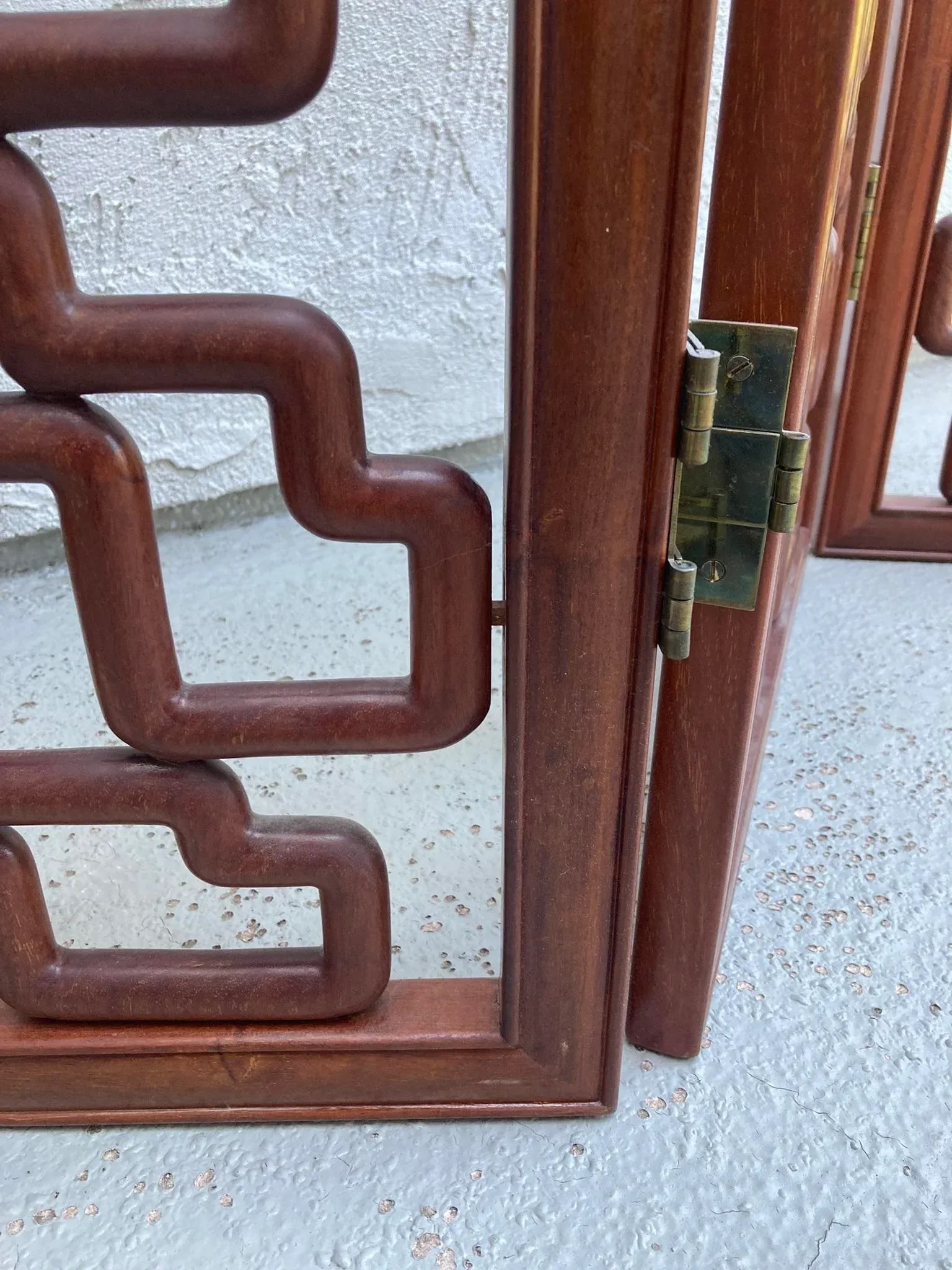 Chinese Mid-Century Huanghuali Rosewood Fretwork Four Panel Screen - 10