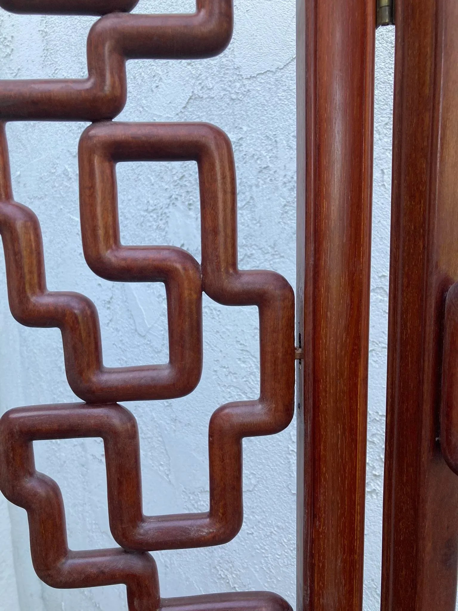 Chinese Mid-Century Huanghuali Rosewood Fretwork Four Panel Screen - 11