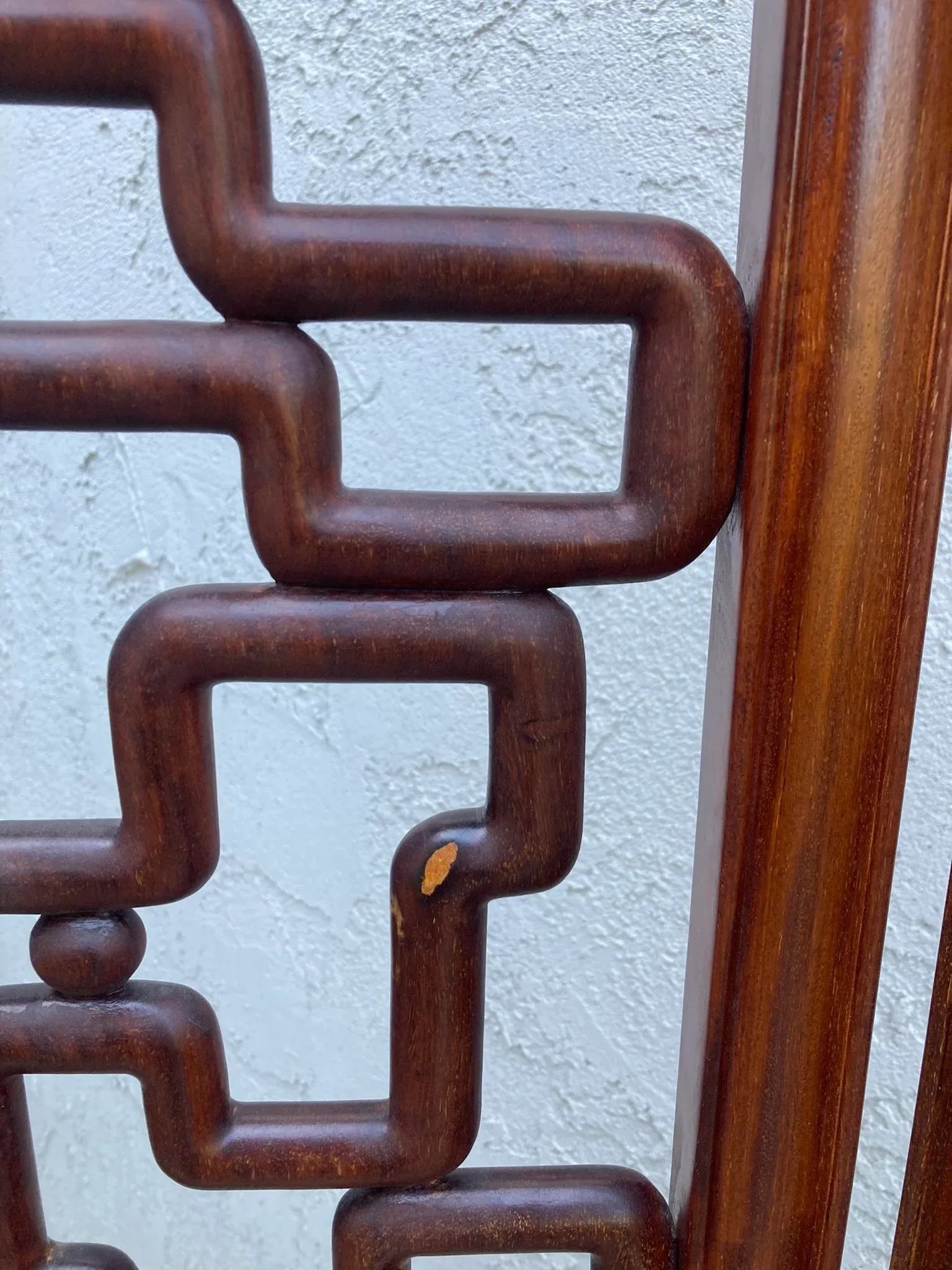 Chinese Mid-Century Huanghuali Rosewood Fretwork Four Panel Screen - 6