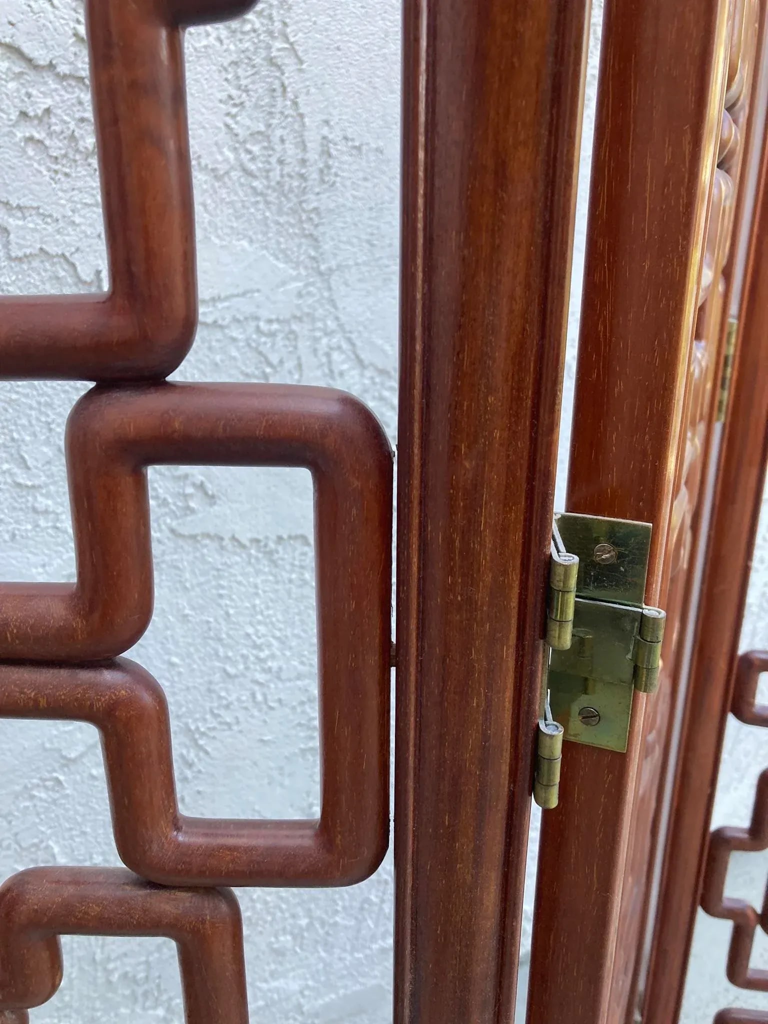 Chinese Mid-Century Huanghuali Rosewood Fretwork Four Panel Screen - 7