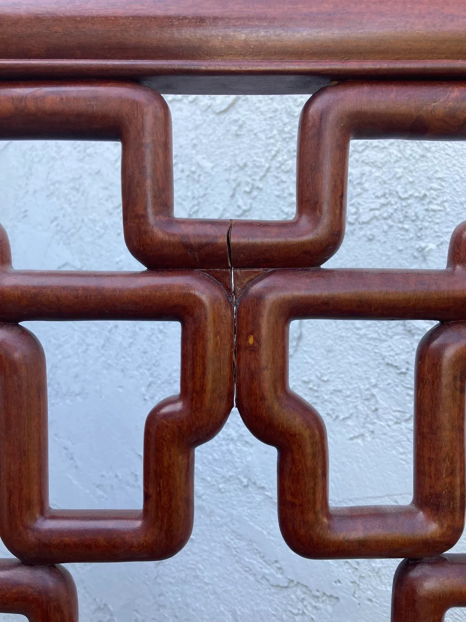 Chinese Mid-Century Huanghuali Rosewood Fretwork Four Panel Screen - 8