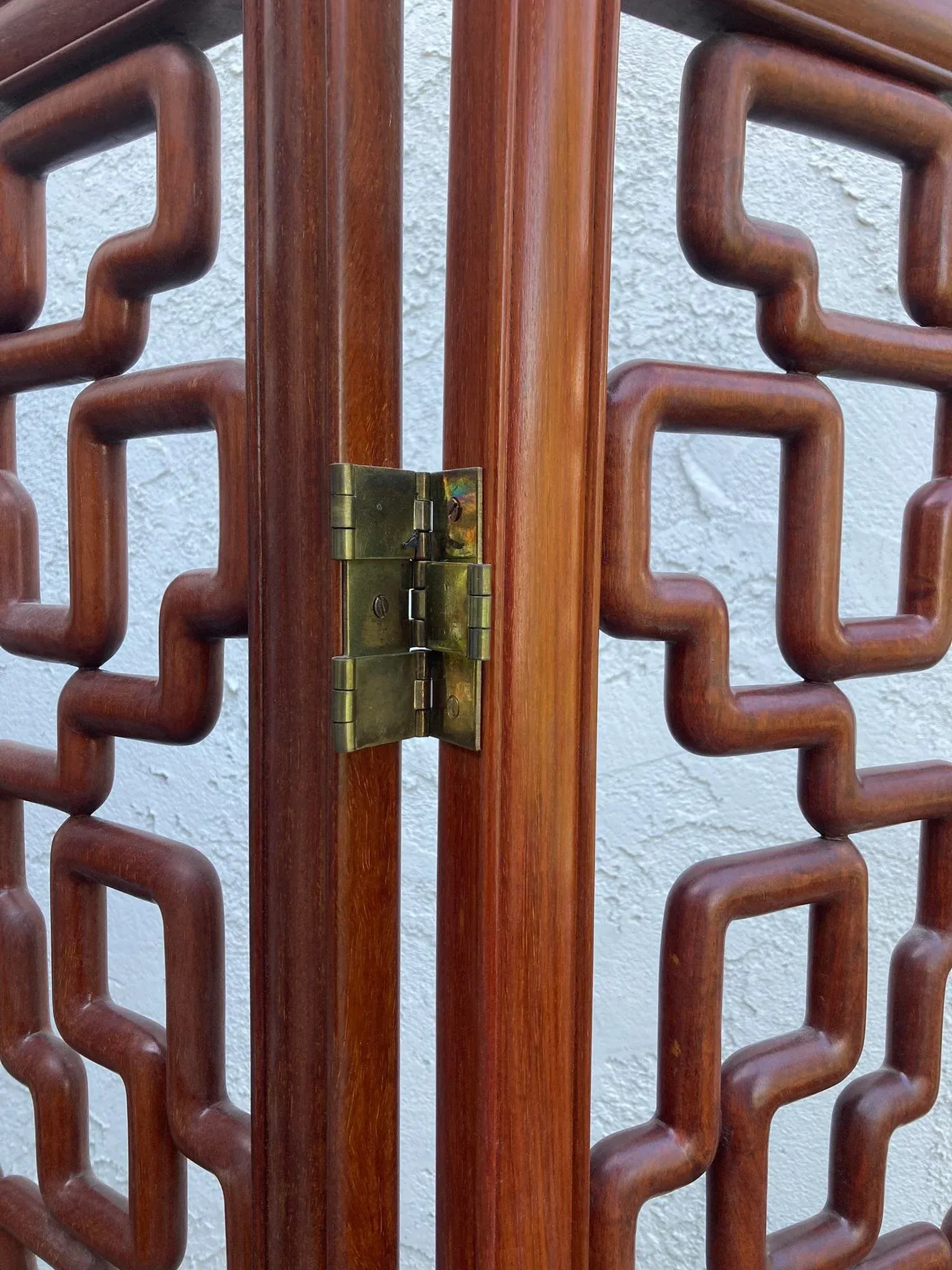 Chinese Mid-Century Huanghuali Rosewood Fretwork Four Panel Screen - 9