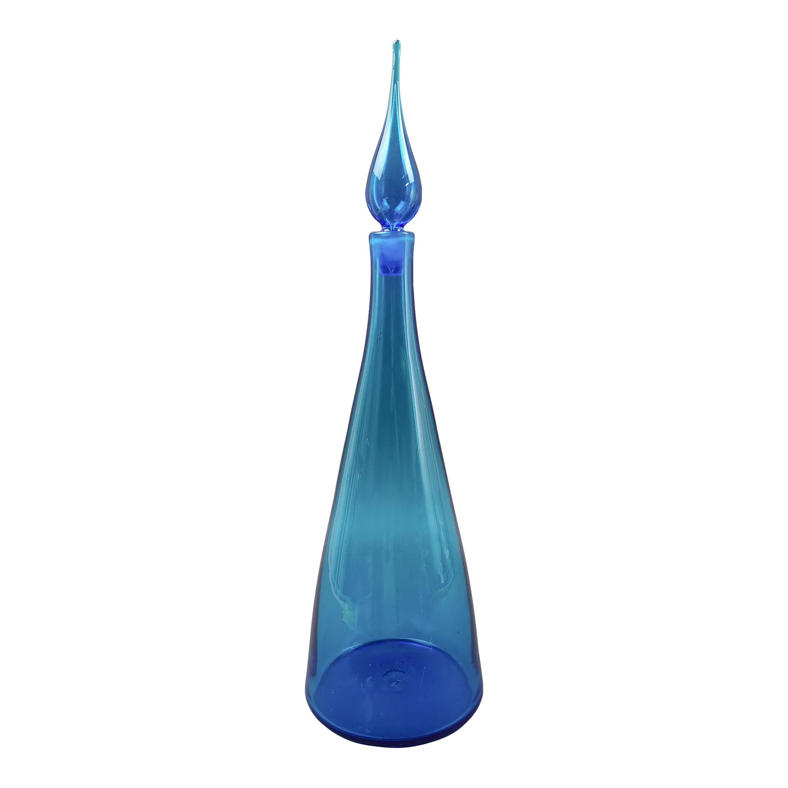 Vintage Blenko by Winslow Anderson Mid-Century Modern Blue Glass Decanter Bottle With Stopper # 920- (1 of 7)