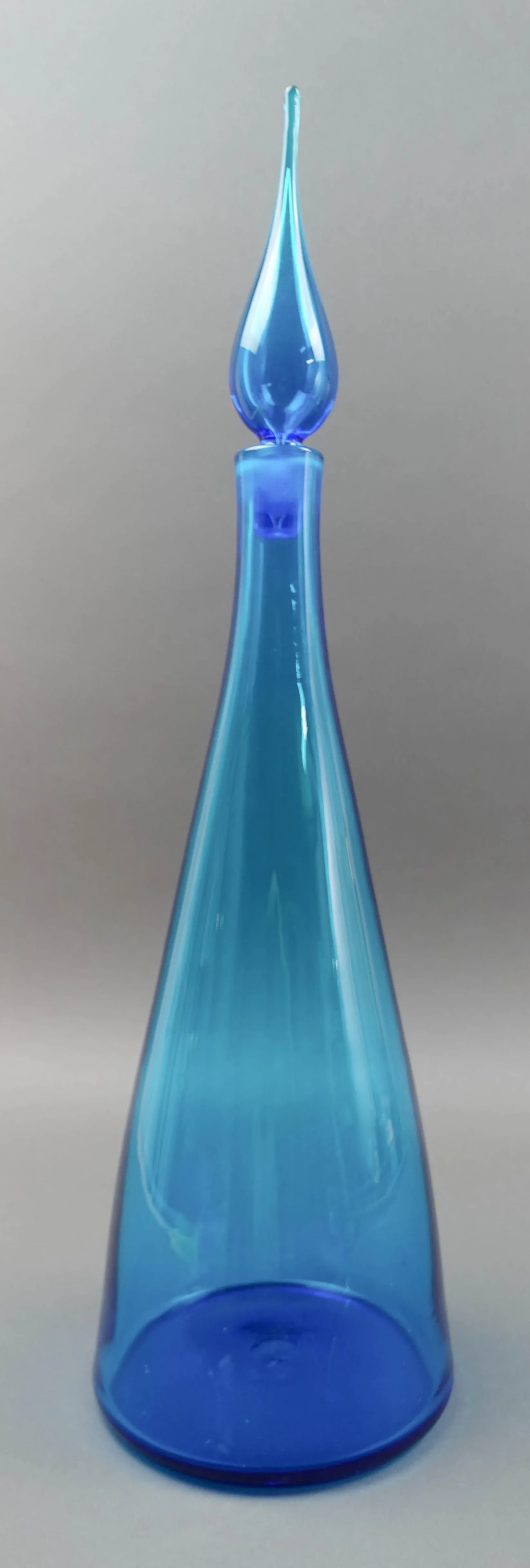 Vintage Blenko by Winslow Anderson Mid-Century Modern Blue Glass Decanter Bottle With Stopper # 920- - 2