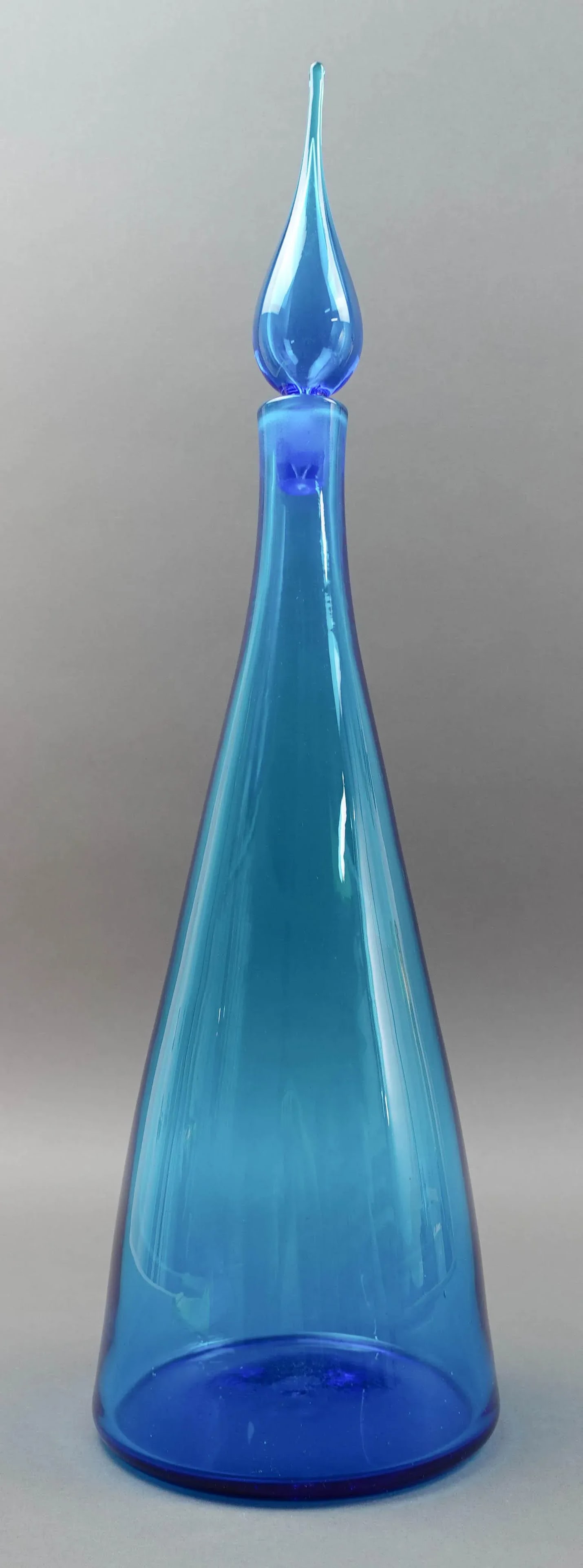 Vintage Blenko by Winslow Anderson Mid-Century Modern Blue Glass Decanter Bottle With Stopper # 920- - 3