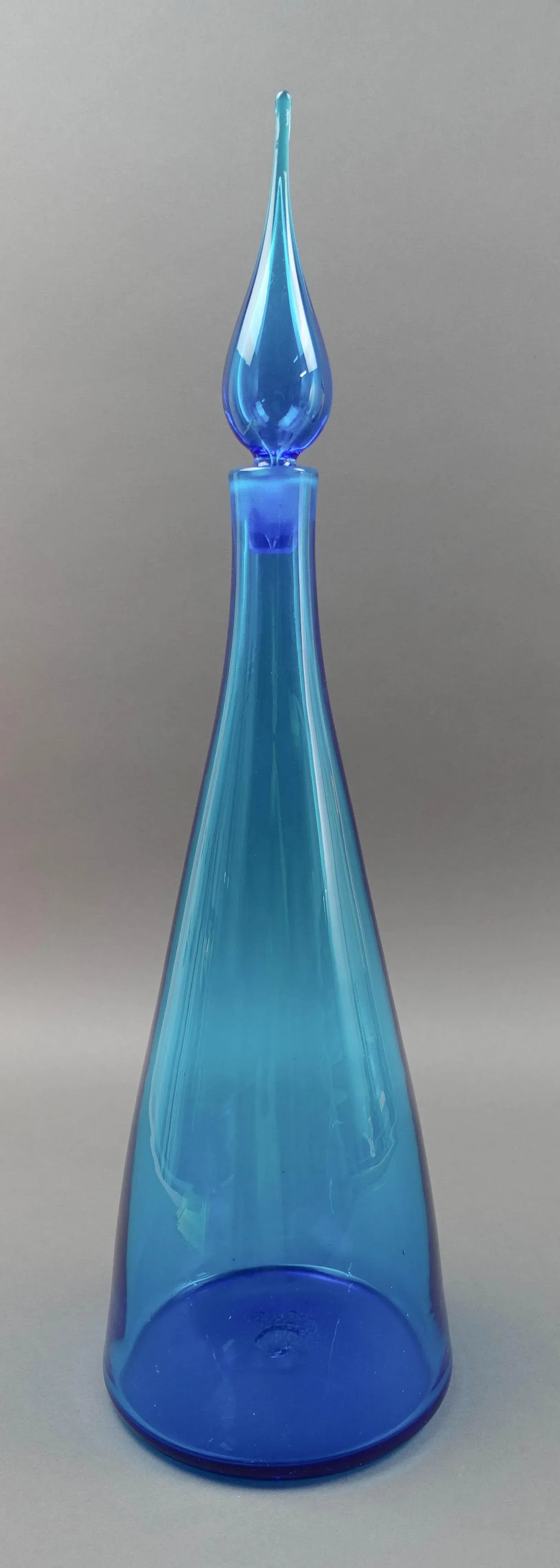 Vintage Blenko by Winslow Anderson Mid-Century Modern Blue Glass Decanter Bottle With Stopper # 920- - 7