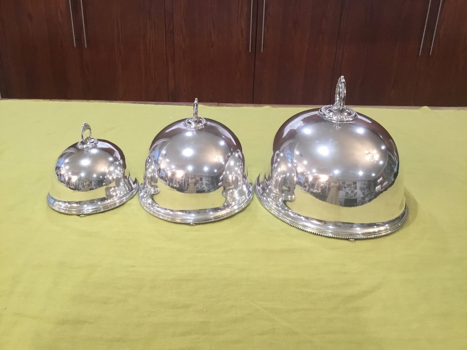 Antique English Graduated Meat Domes Food Covers by Walker and Hall Sheffield England - Set of 3 - 3