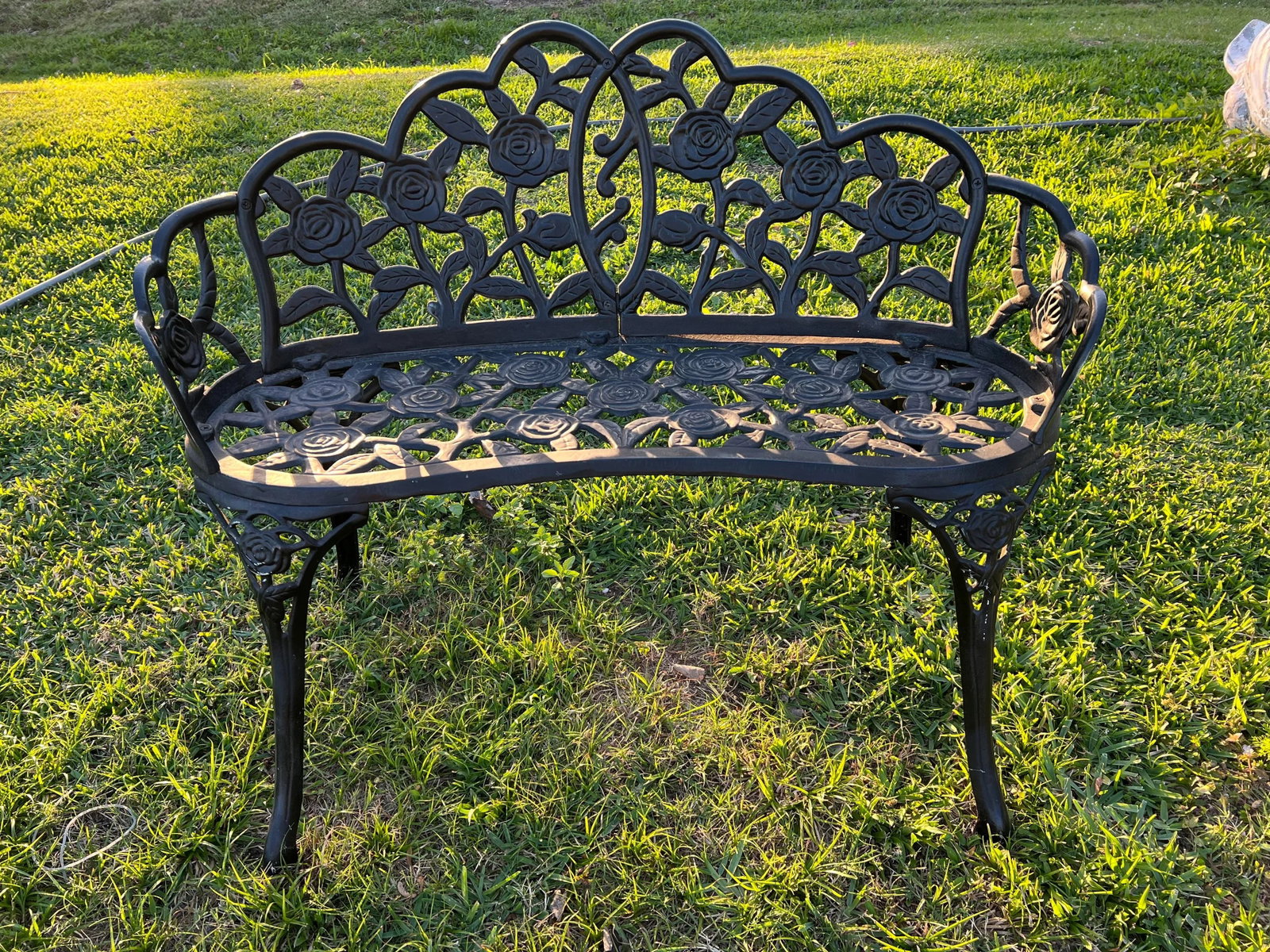 Late 20th Century Cast Iron Rose Floral Form Garden Bench - 7