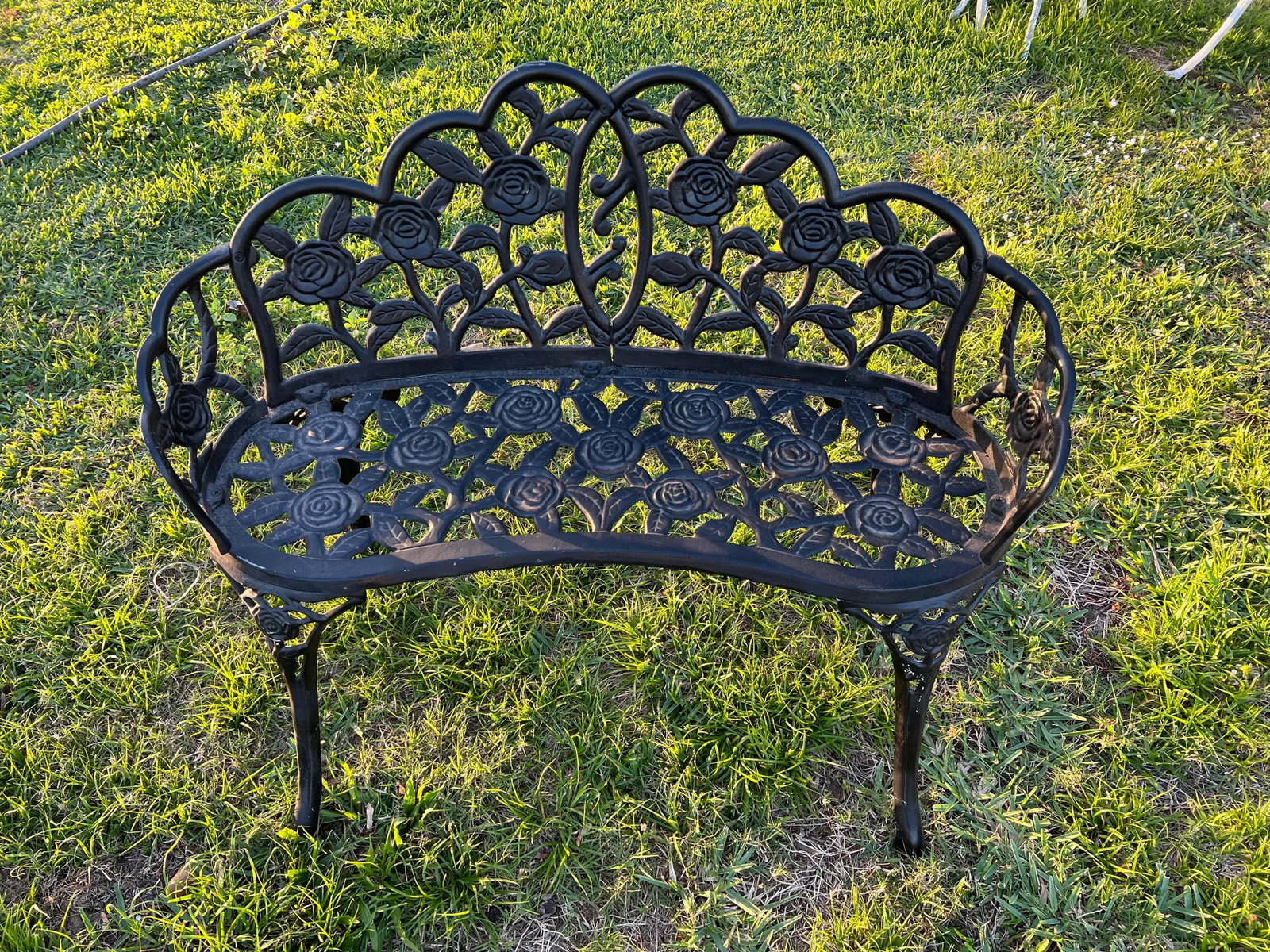 Late 20th Century Cast Iron Rose Floral Form Garden Bench - 8