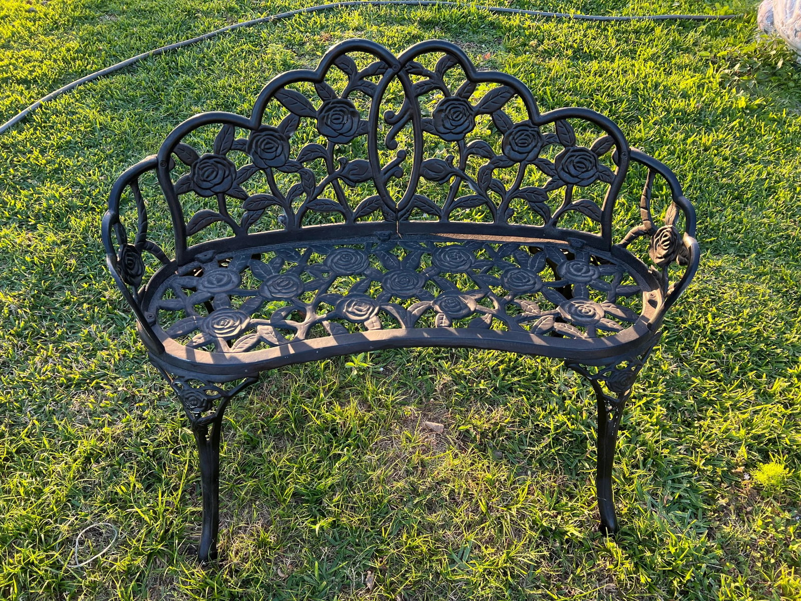 Late 20th Century Cast Iron Rose Floral Form Garden Bench - 9
