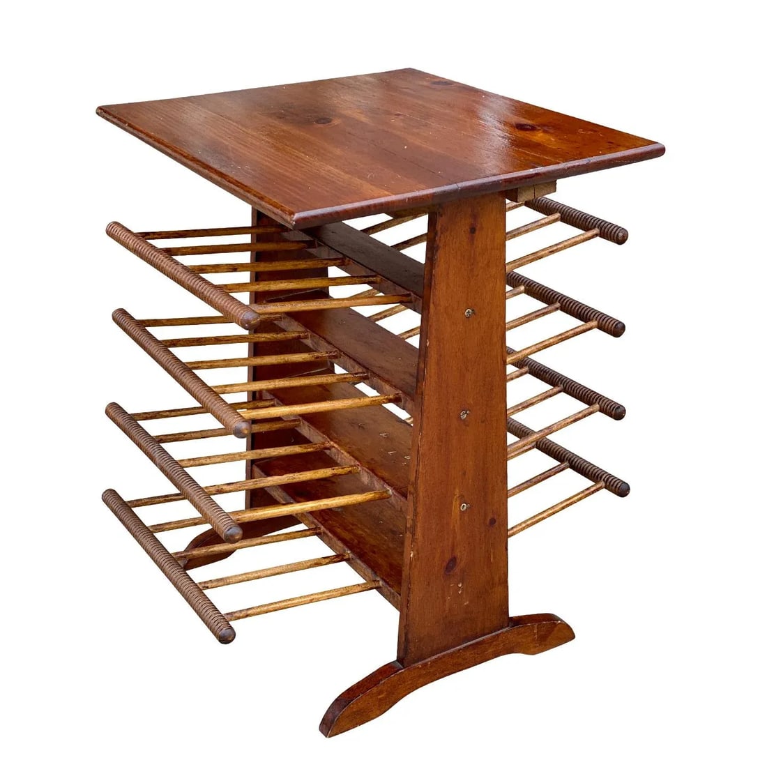 Vintage Farmhouse Pine Turned Spindle Magazine Record Rack Holder - 11
