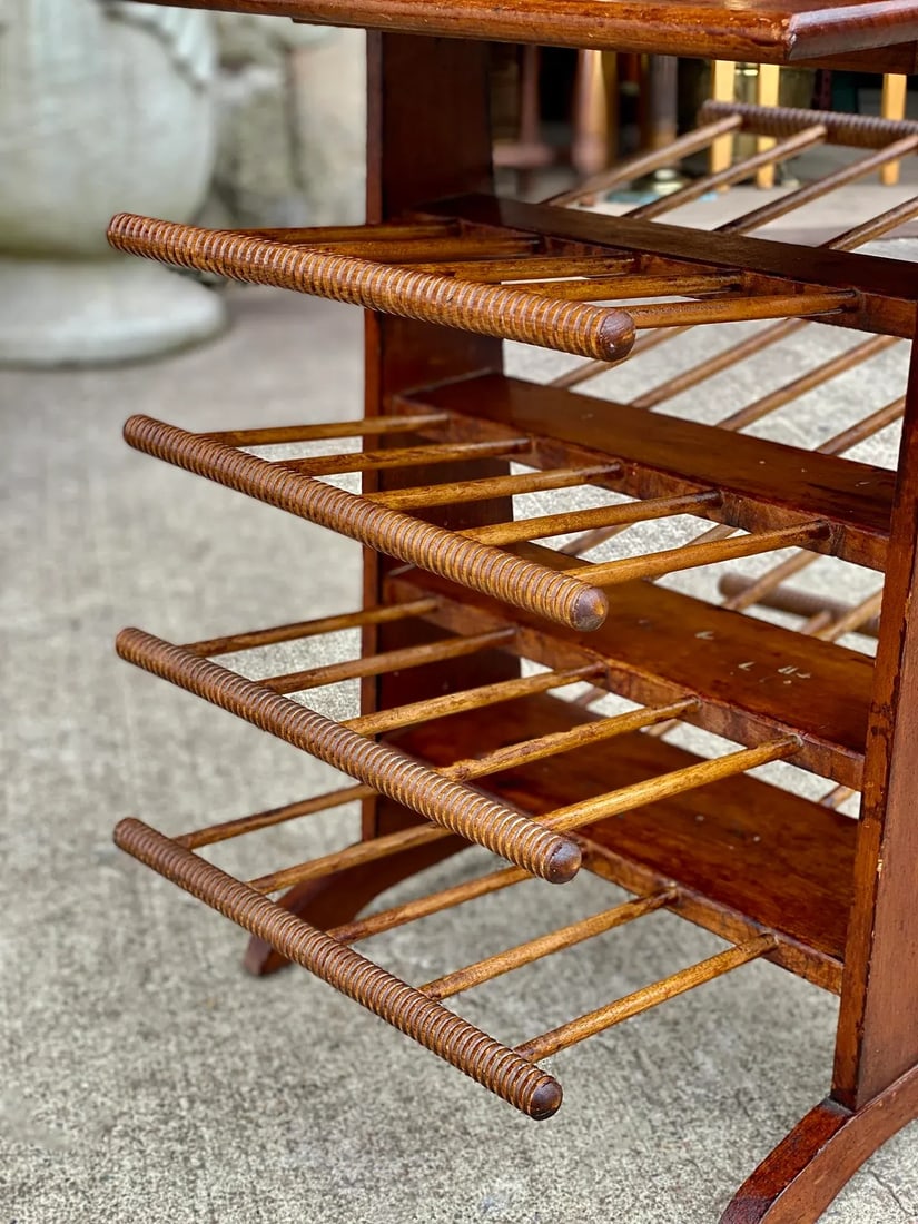 Vintage Farmhouse Pine Turned Spindle Magazine Record Rack Holder - 8
