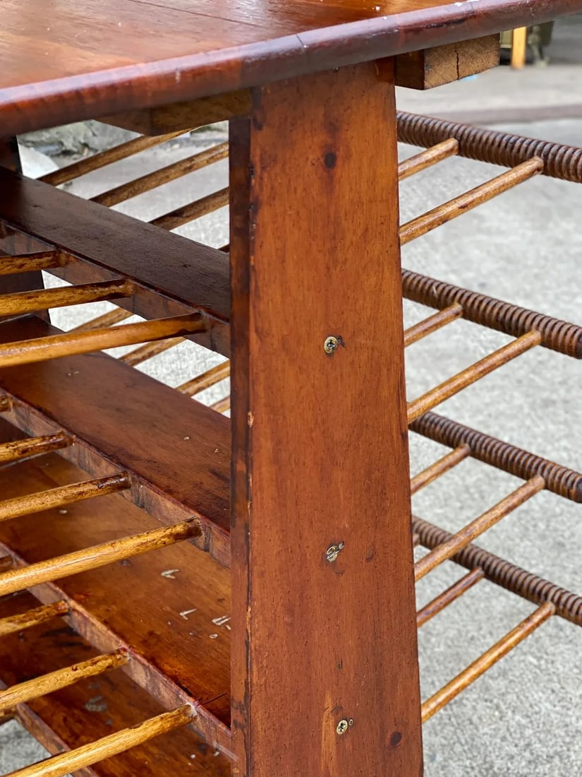 Vintage Farmhouse Pine Turned Spindle Magazine Record Rack Holder - 9