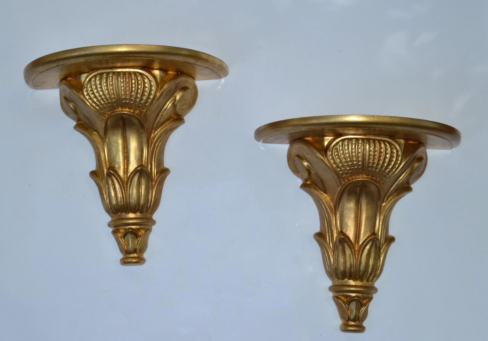 Pair Italian Florentine Vintage Hand Carved Giltwood Wall Shelf Brackets 1970 - 12