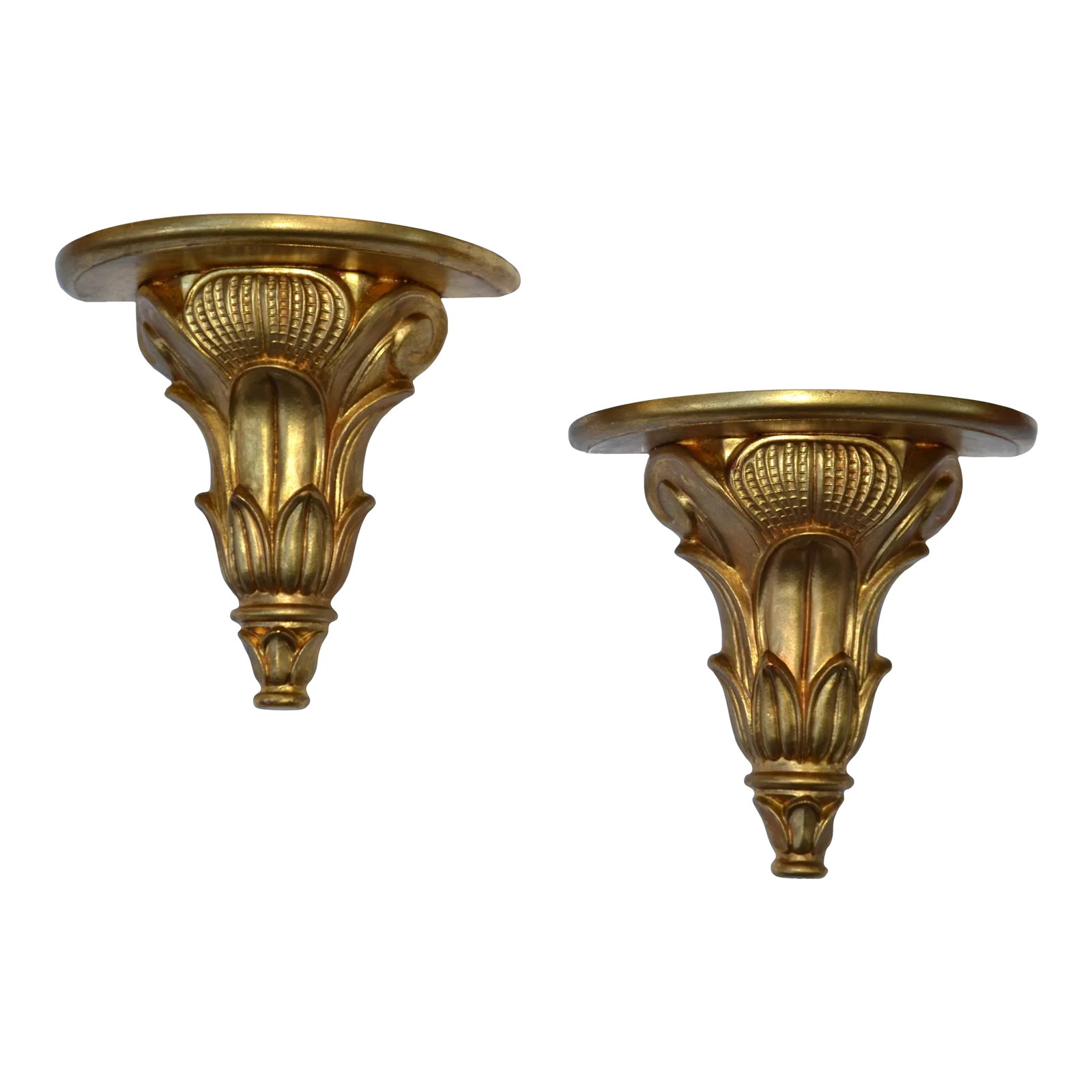 Pair Italian Florentine Vintage Hand Carved Giltwood Wall Shelf Brackets 1970 (1 of 12)