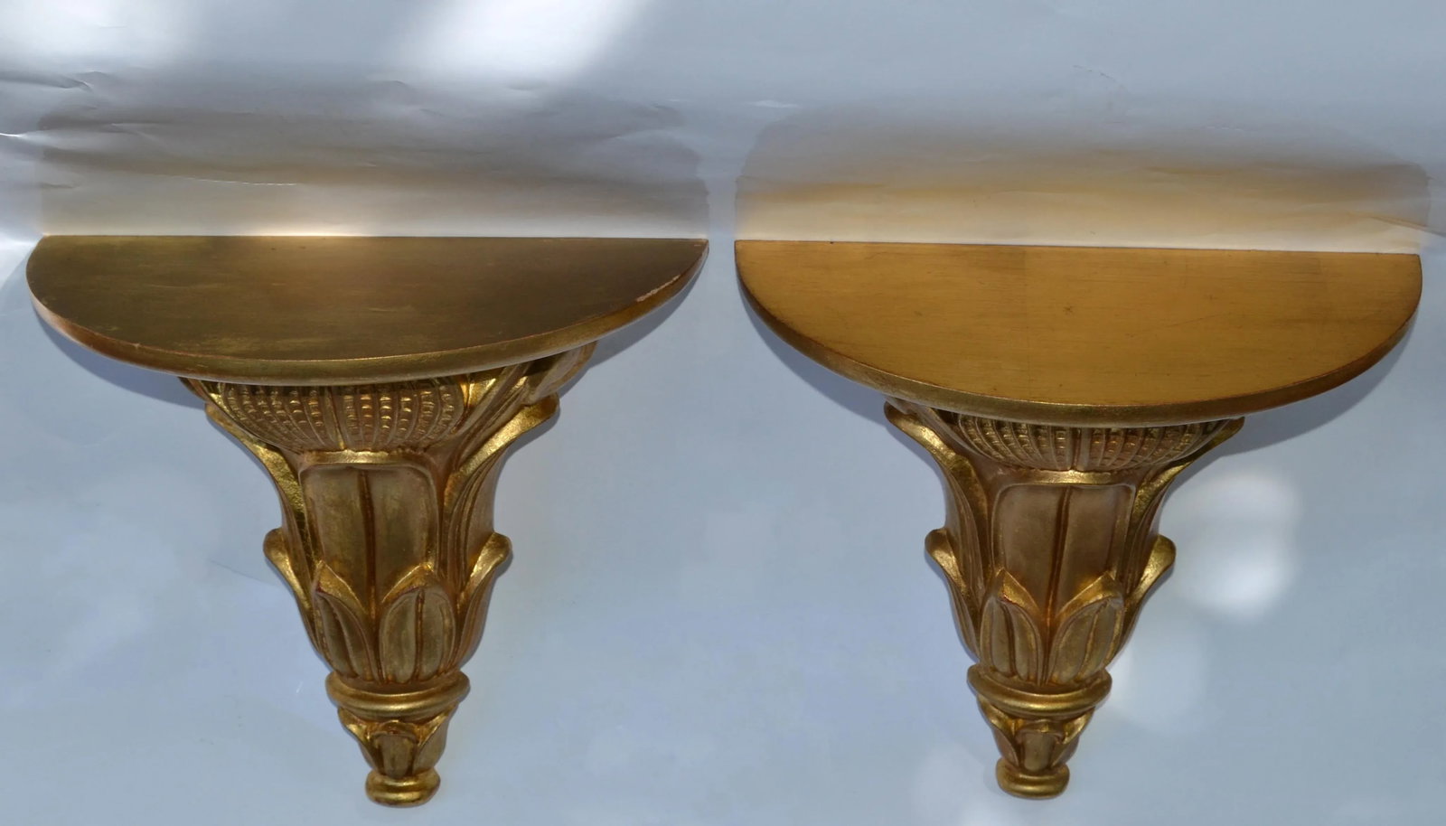 Pair Italian Florentine Vintage Hand Carved Giltwood Wall Shelf Brackets 1970 - 7