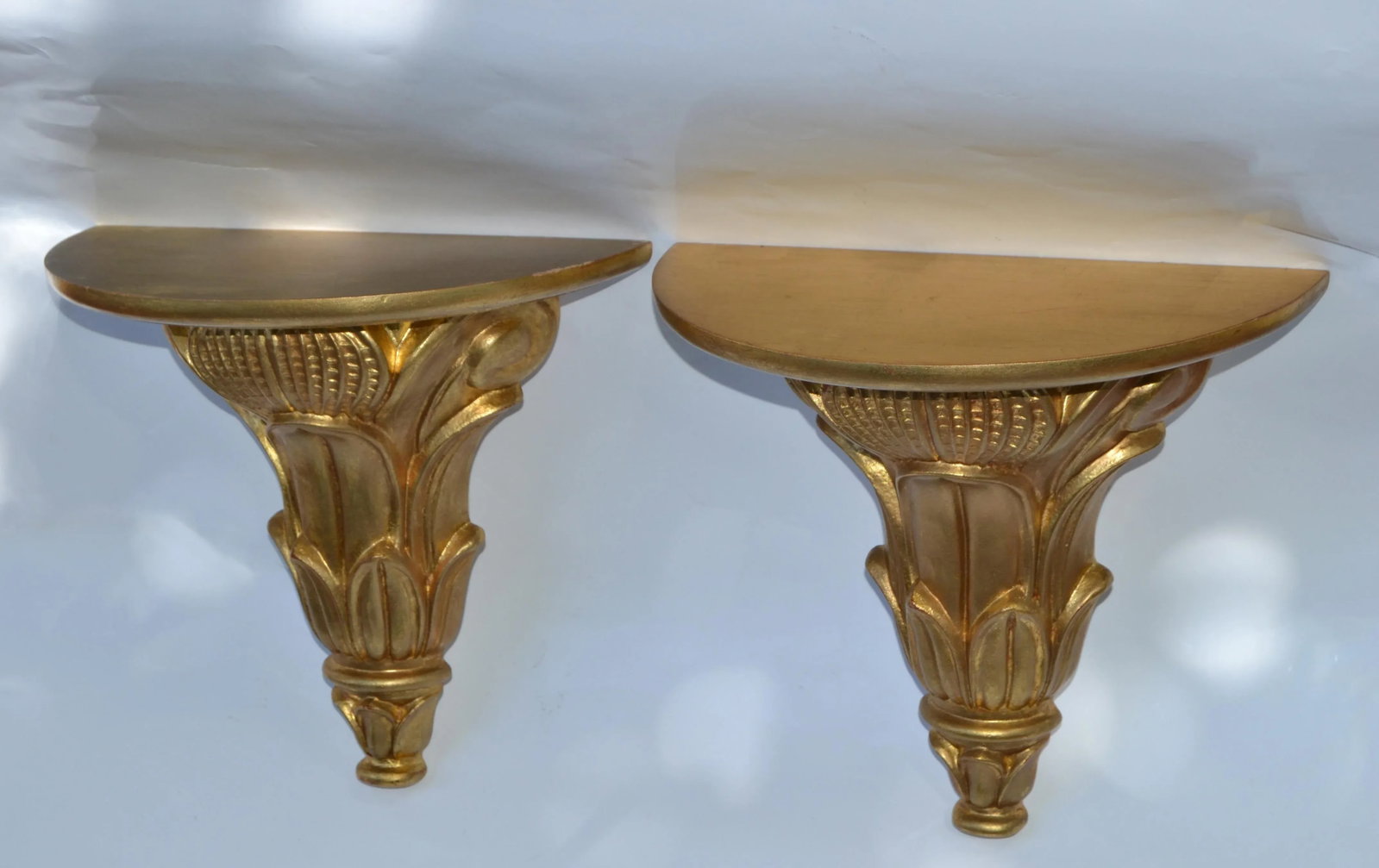Pair Italian Florentine Vintage Hand Carved Giltwood Wall Shelf Brackets 1970 - 9
