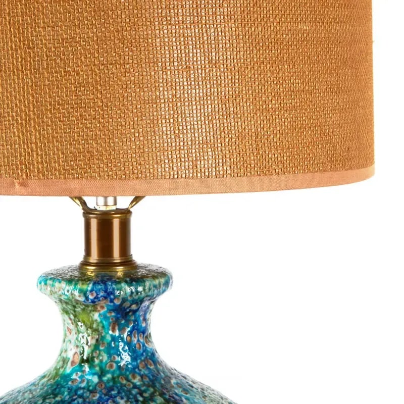 Large Mid-Century Ceramic Lava Round Body Table Lamp - 3