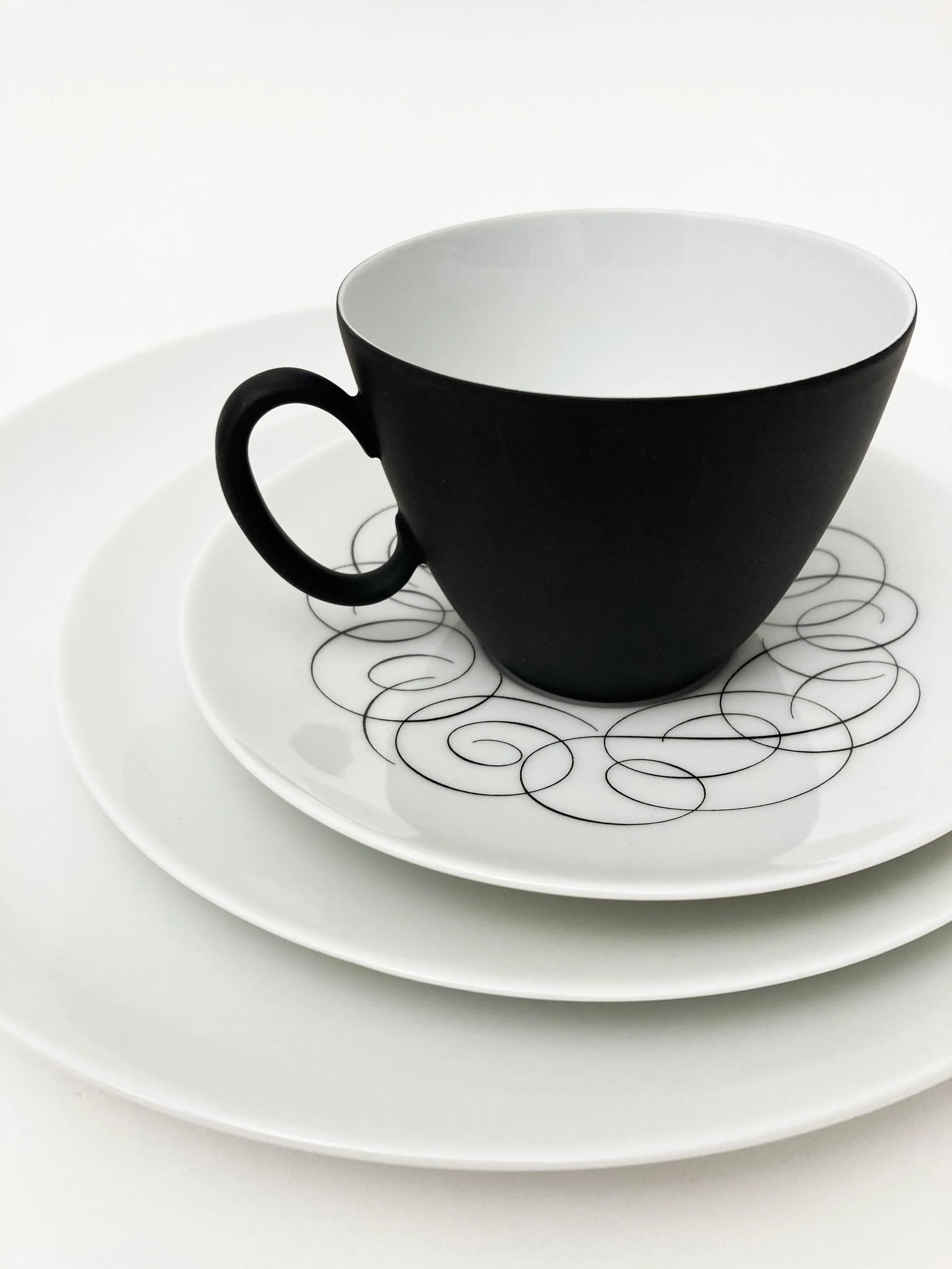Mid Century Modern, Black and White, Rosenthal "Script" and "Charcoal" China Set by Raymond Loewy- 3 - 2