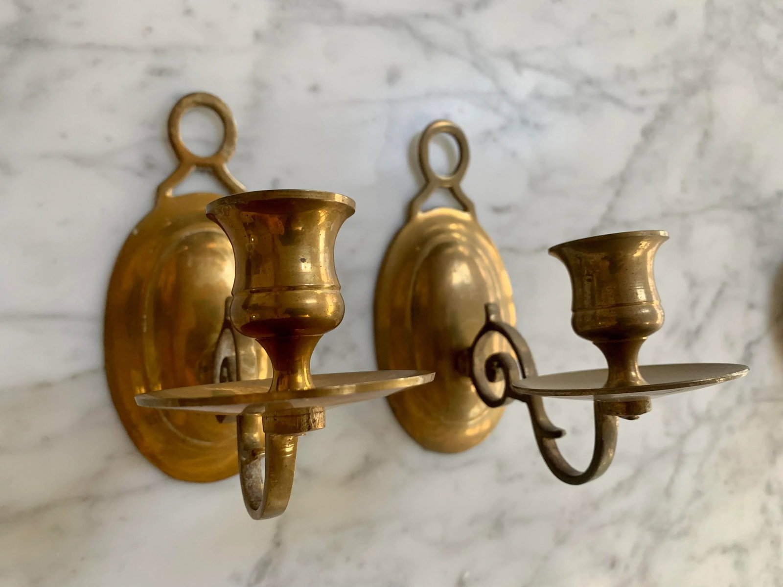 Vintage Brass Candleholder Sconces Set of 2 - 2