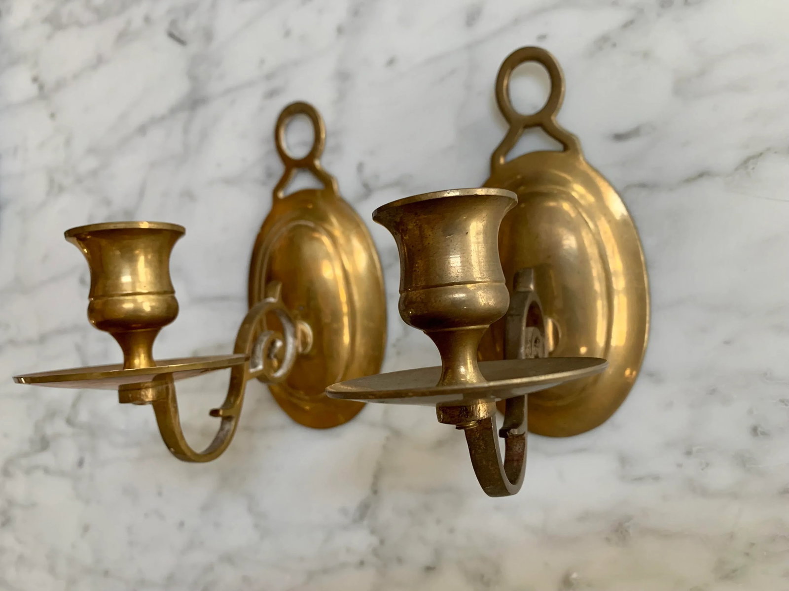 Vintage Brass Candleholder Sconces Set of 2 - 3