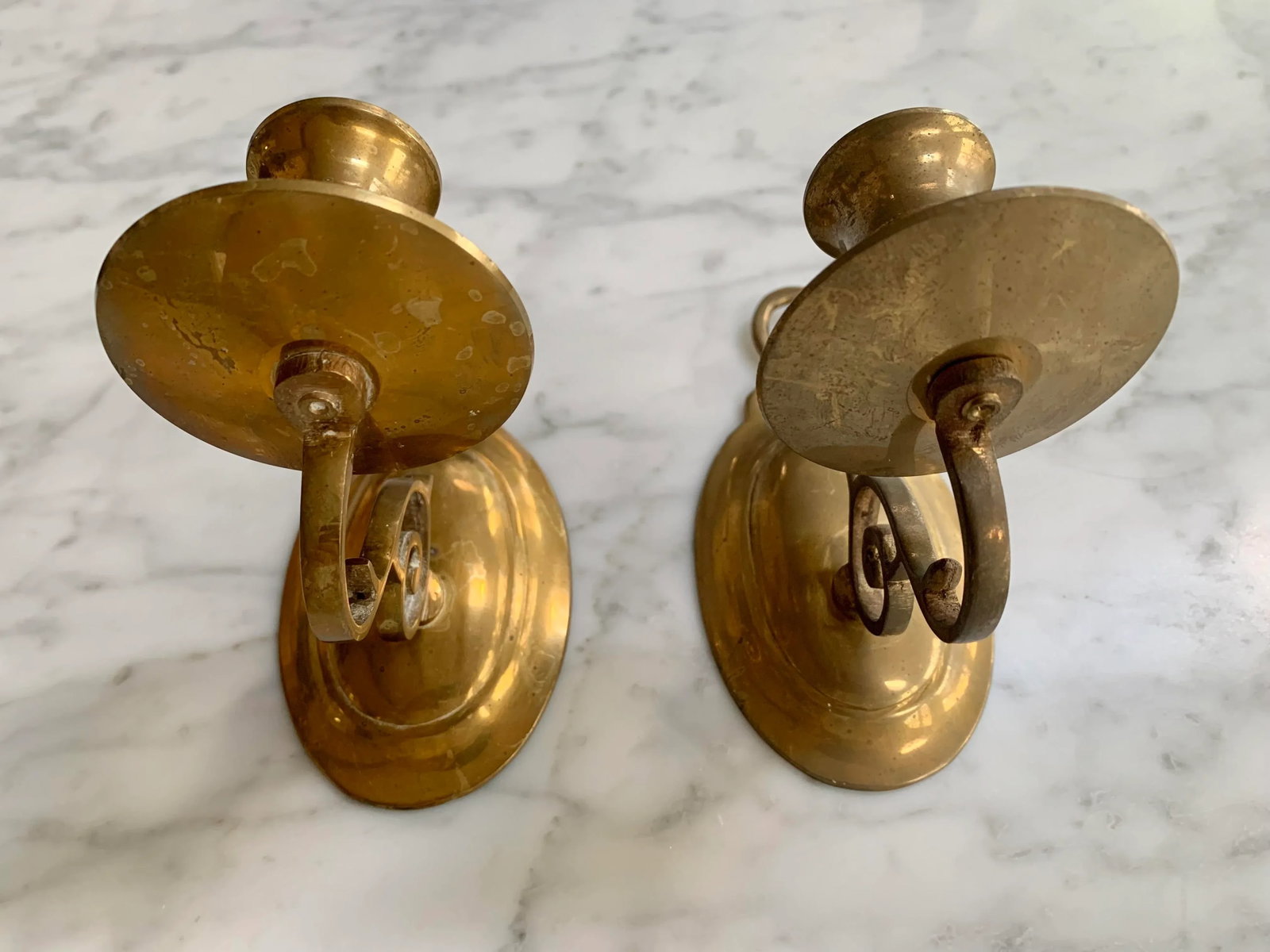 Vintage Brass Candleholder Sconces Set of 2 - 5