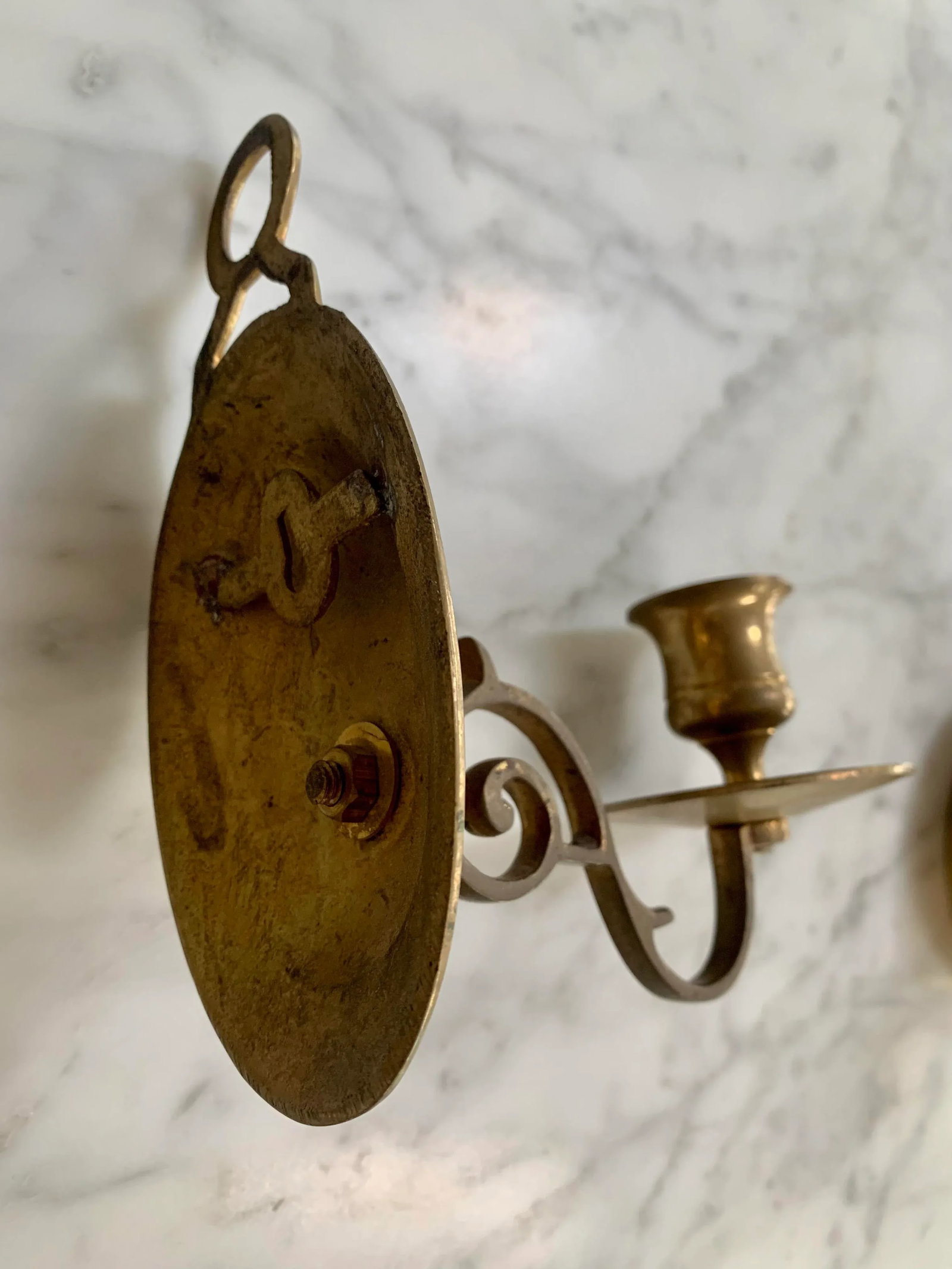 Vintage Brass Candleholder Sconces Set of 2 - 6