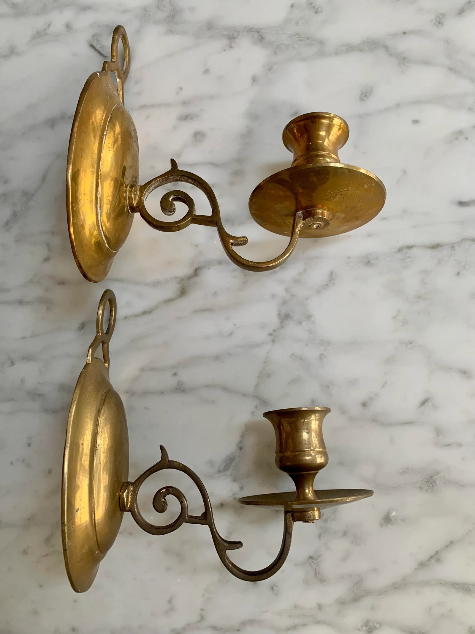 Vintage Brass Candleholder Sconces Set of 2 - 8