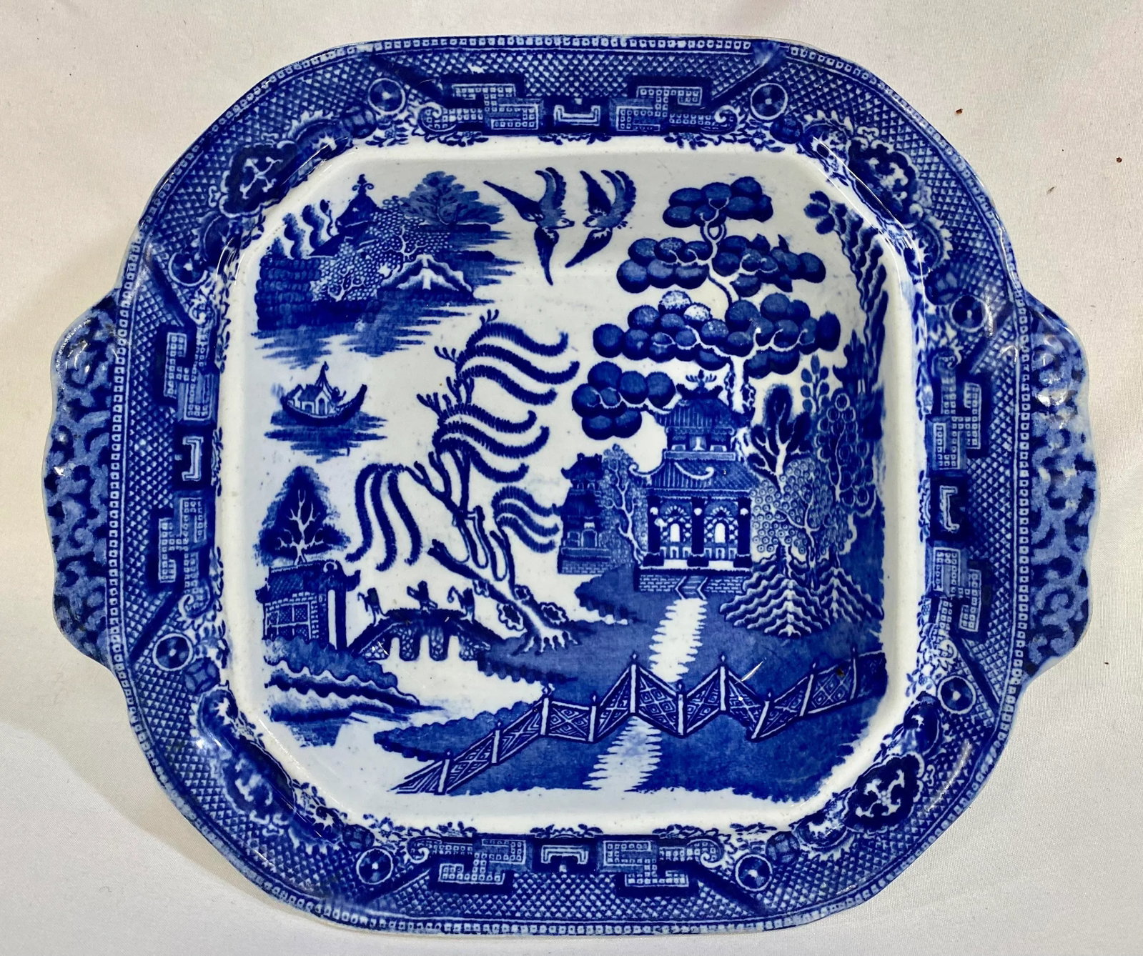 Antique Covered Blue Willow Tureen /Serving Bowl From England - Circa 1900 - 7
