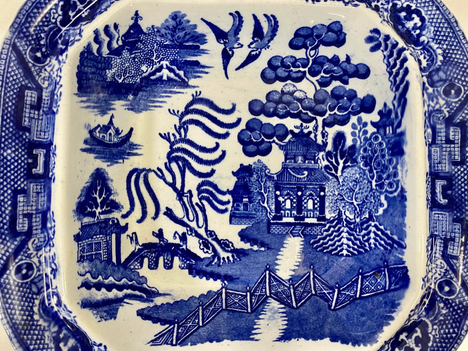 Antique Covered Blue Willow Tureen /Serving Bowl From England - Circa 1900 - 9