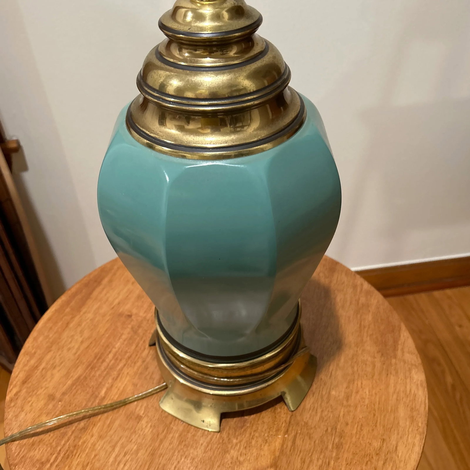 Mid 20th Century French Cerulean Reverse Ceramic Table Lamp - 10