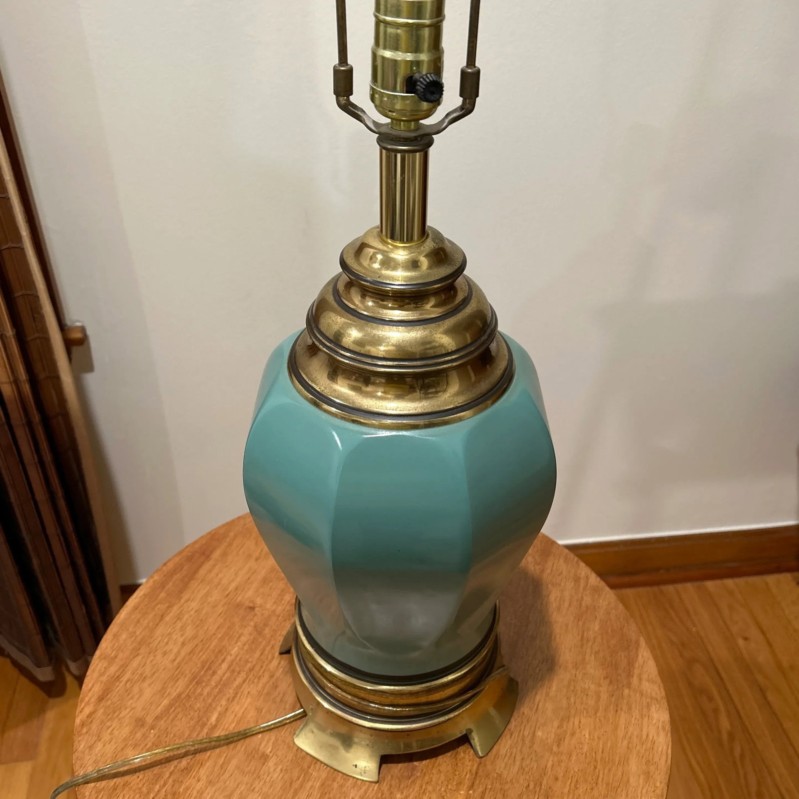 Mid 20th Century French Cerulean Reverse Ceramic Table Lamp - 11